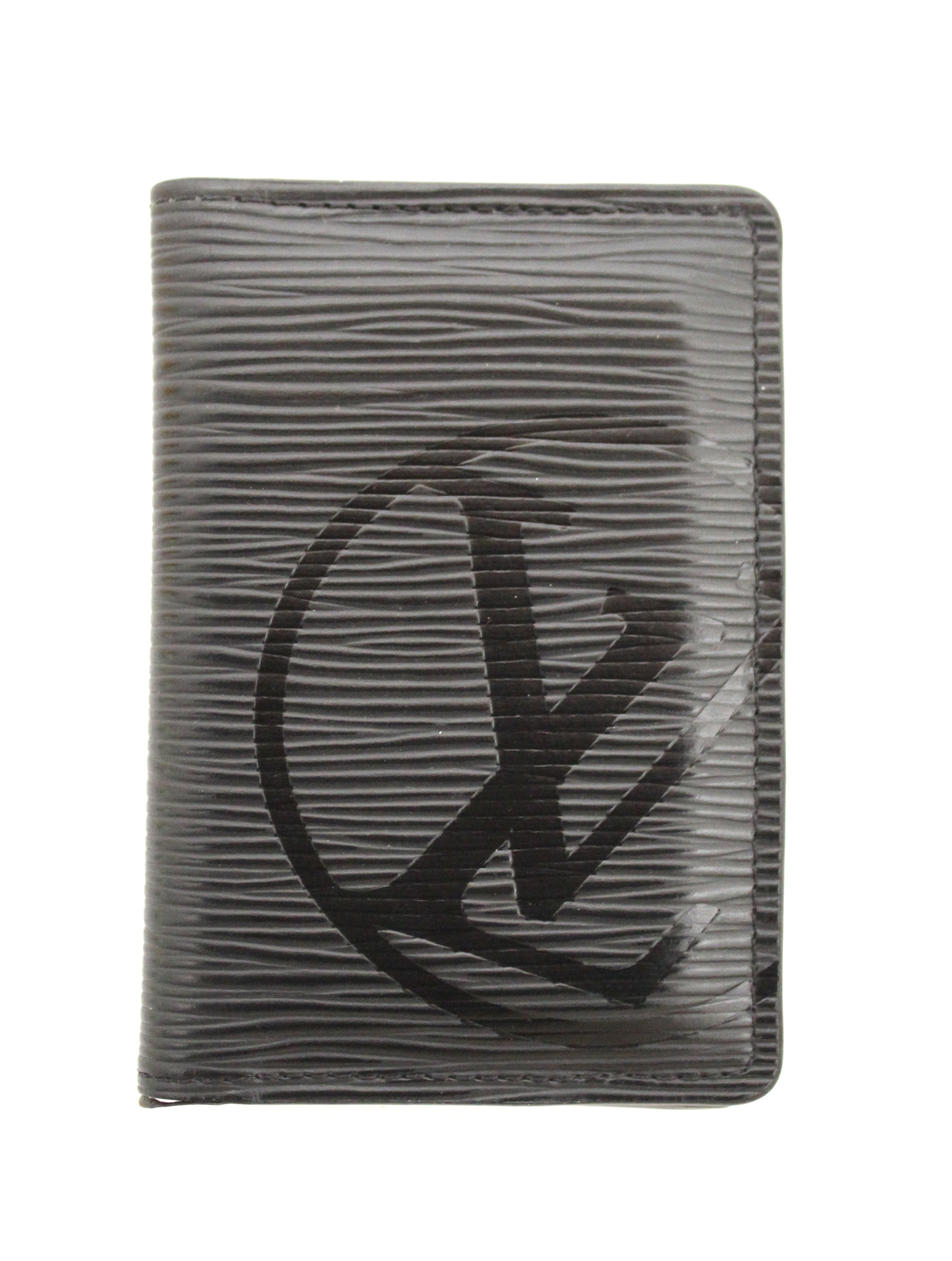 Auth LOUIS VUITTON Pocket Organizer Epi Noir Card Holder M61821