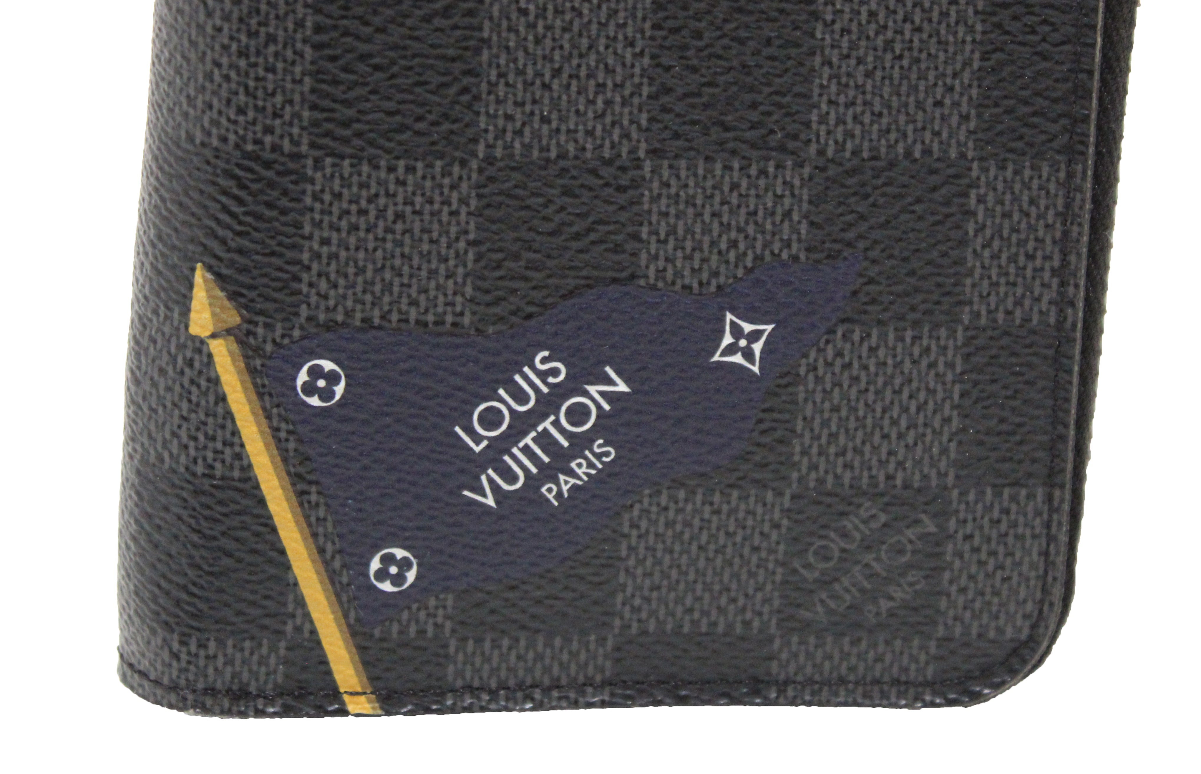 Authentic Louis Vuitton Limited Edition Damier Graphite "LV League" Vertical Zippy Wallet