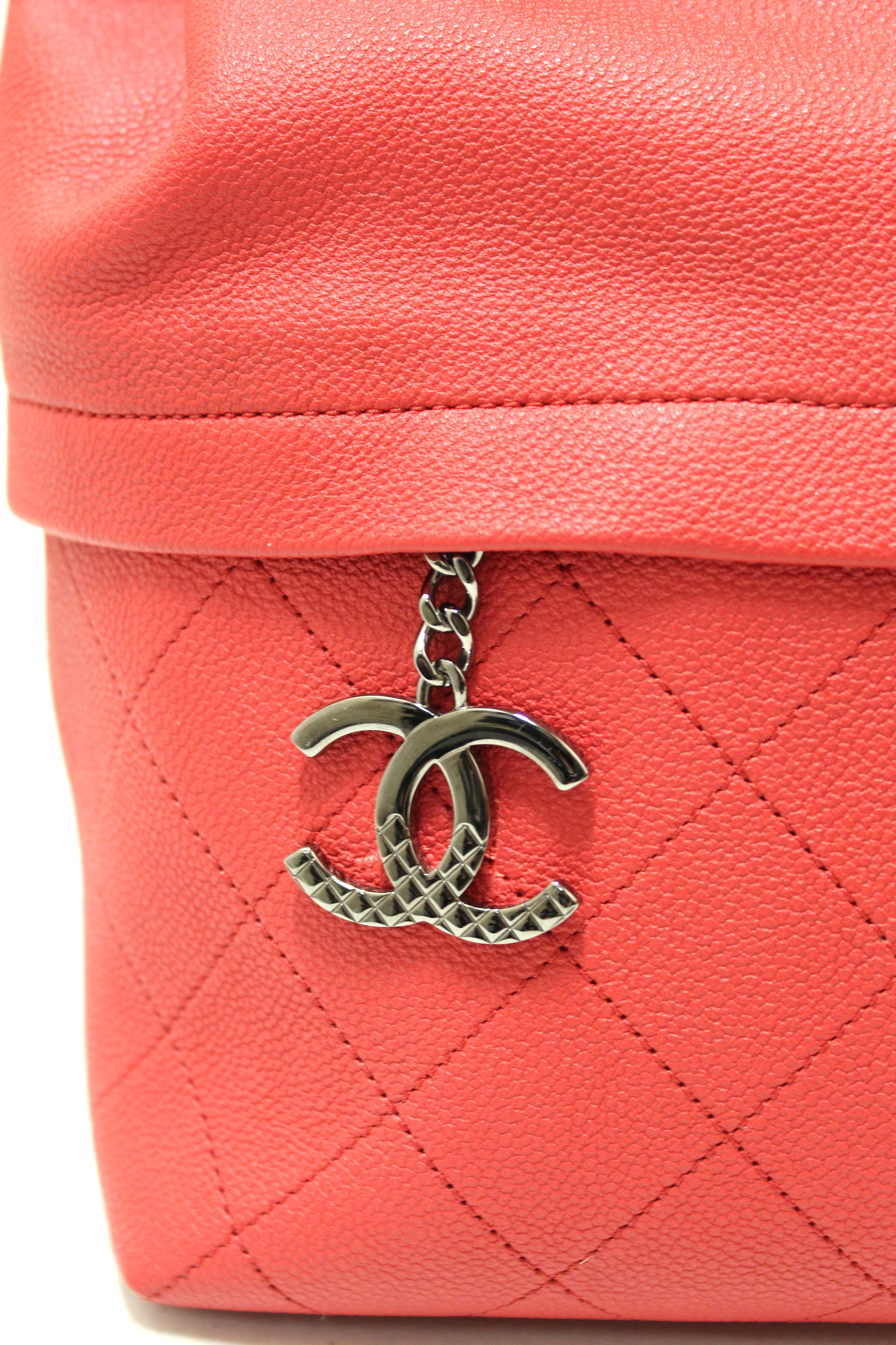 Authentic Chanel Crimson Cambon Bucket Chain Long Shoulder Bag