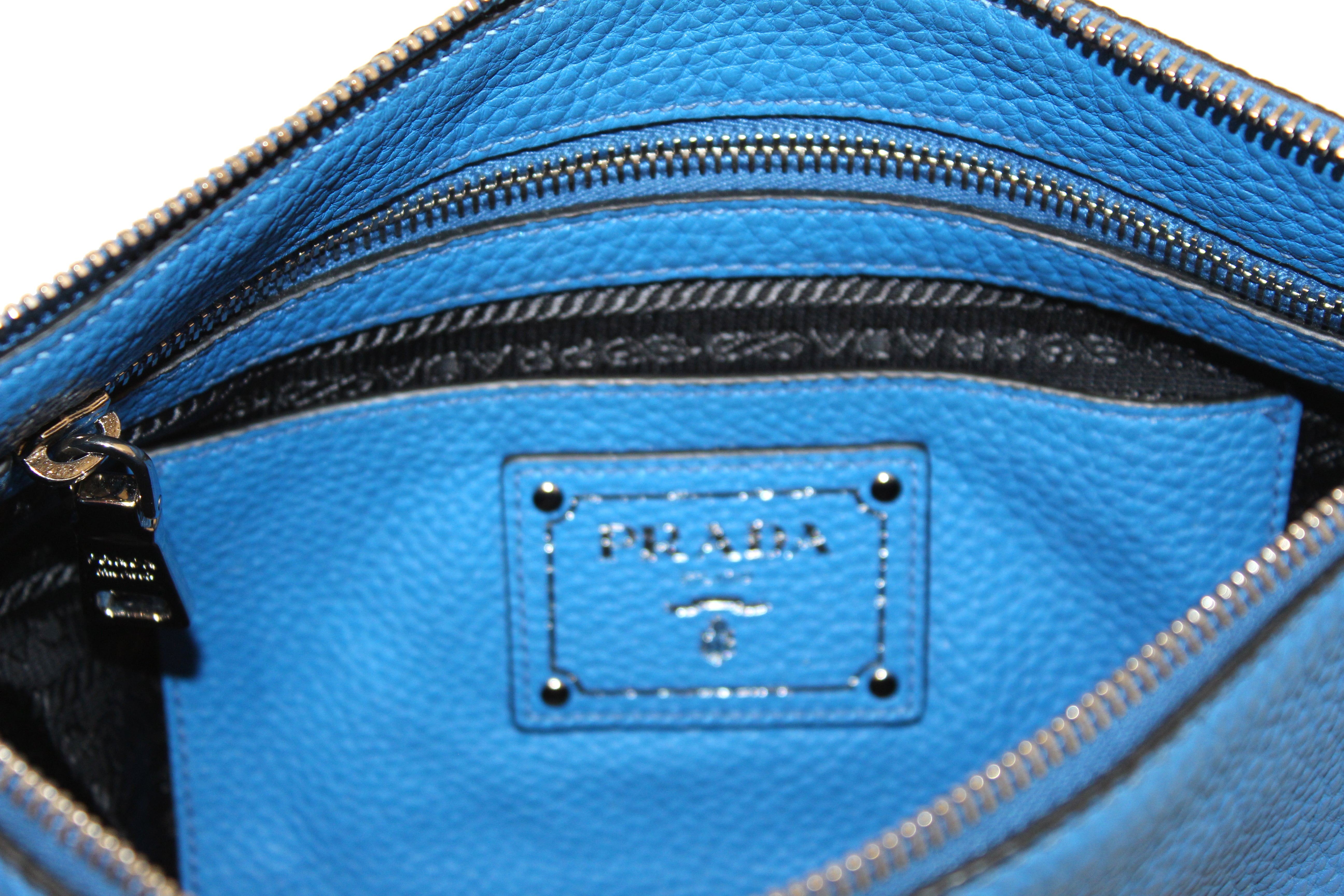 Prada Blue leather messenger bag