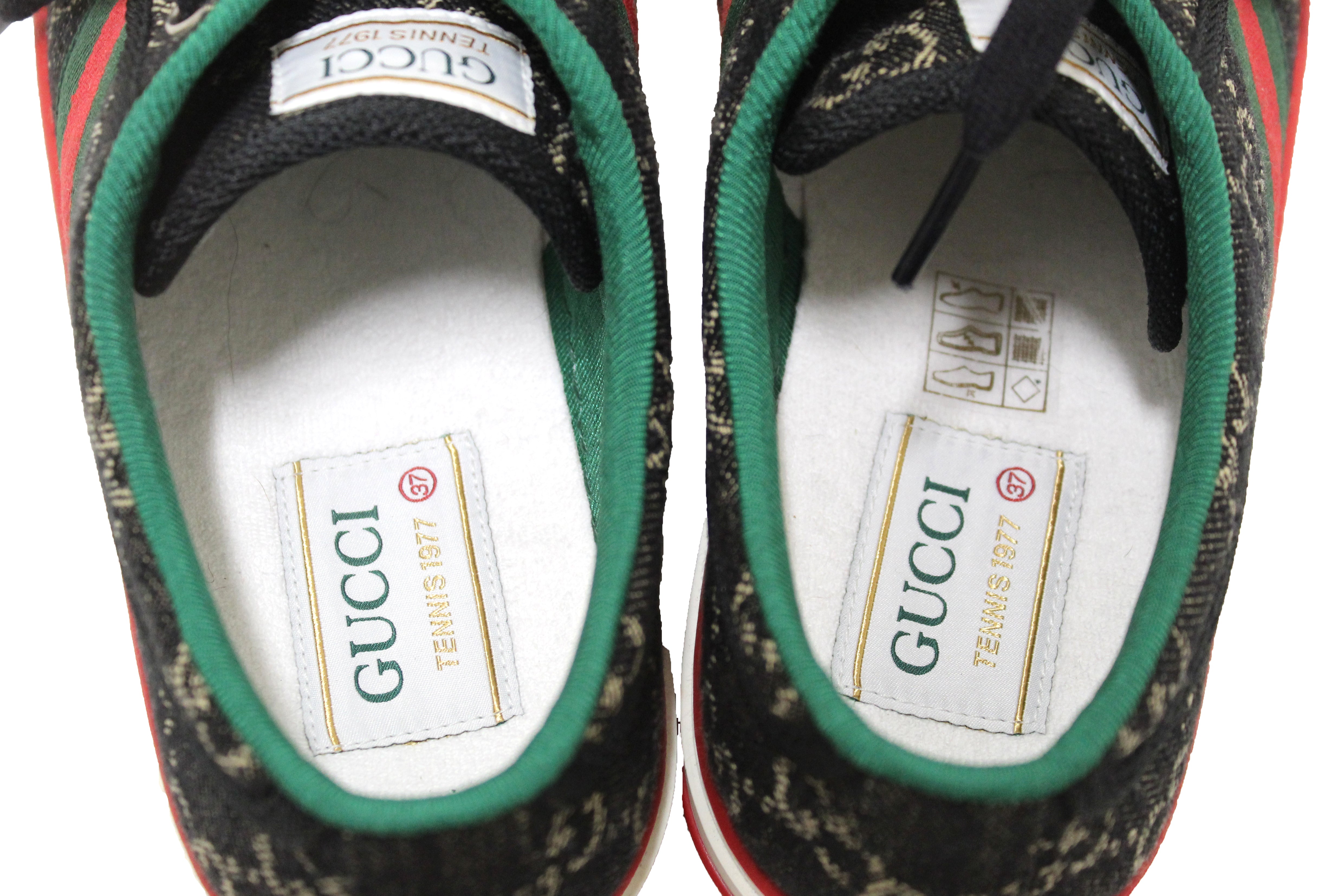 Authentic Gucci GG Denim Jacquard Tennis 1977 Sneaker Size 7