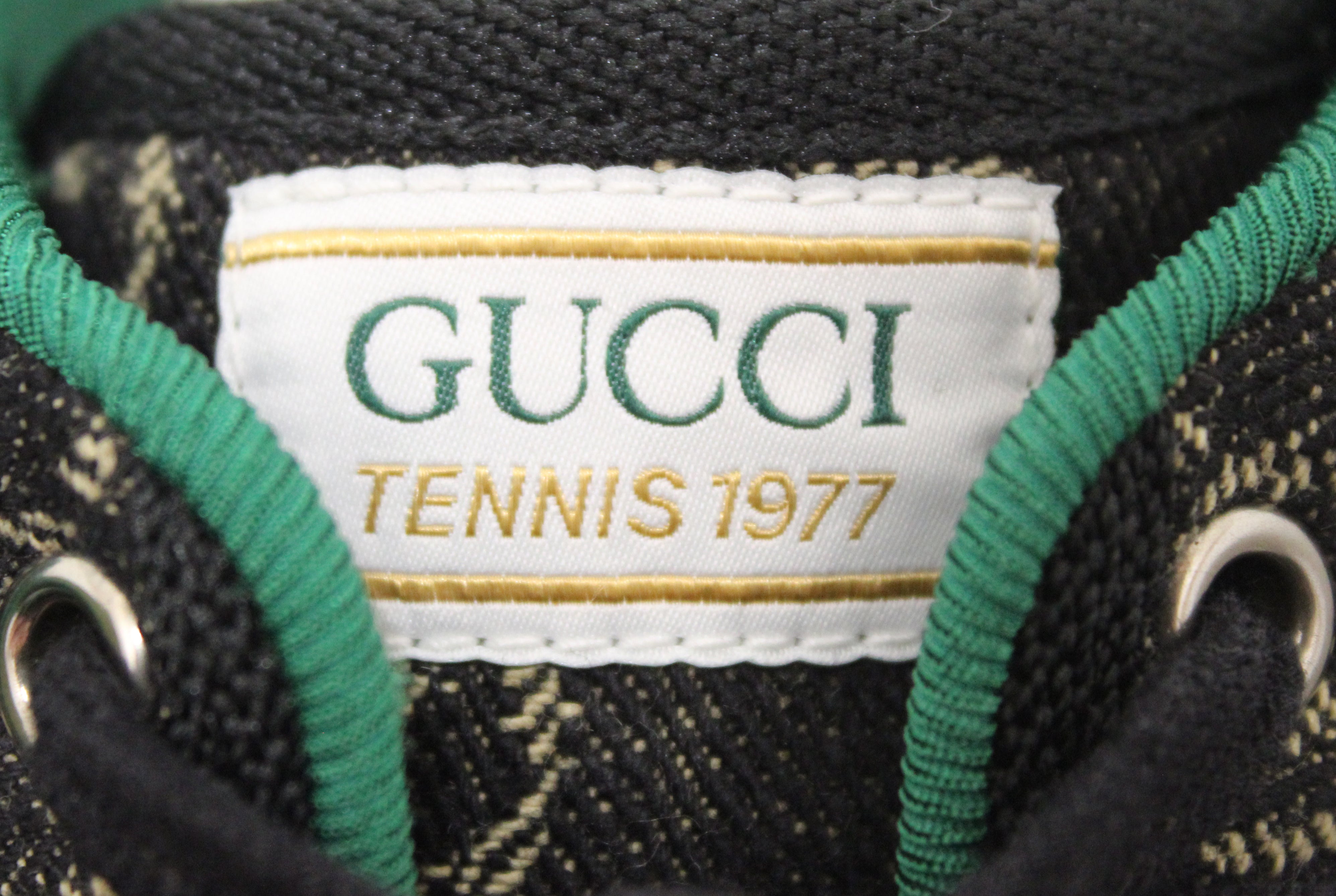 Authentic Gucci GG Denim Jacquard Tennis 1977 Sneaker Size 7