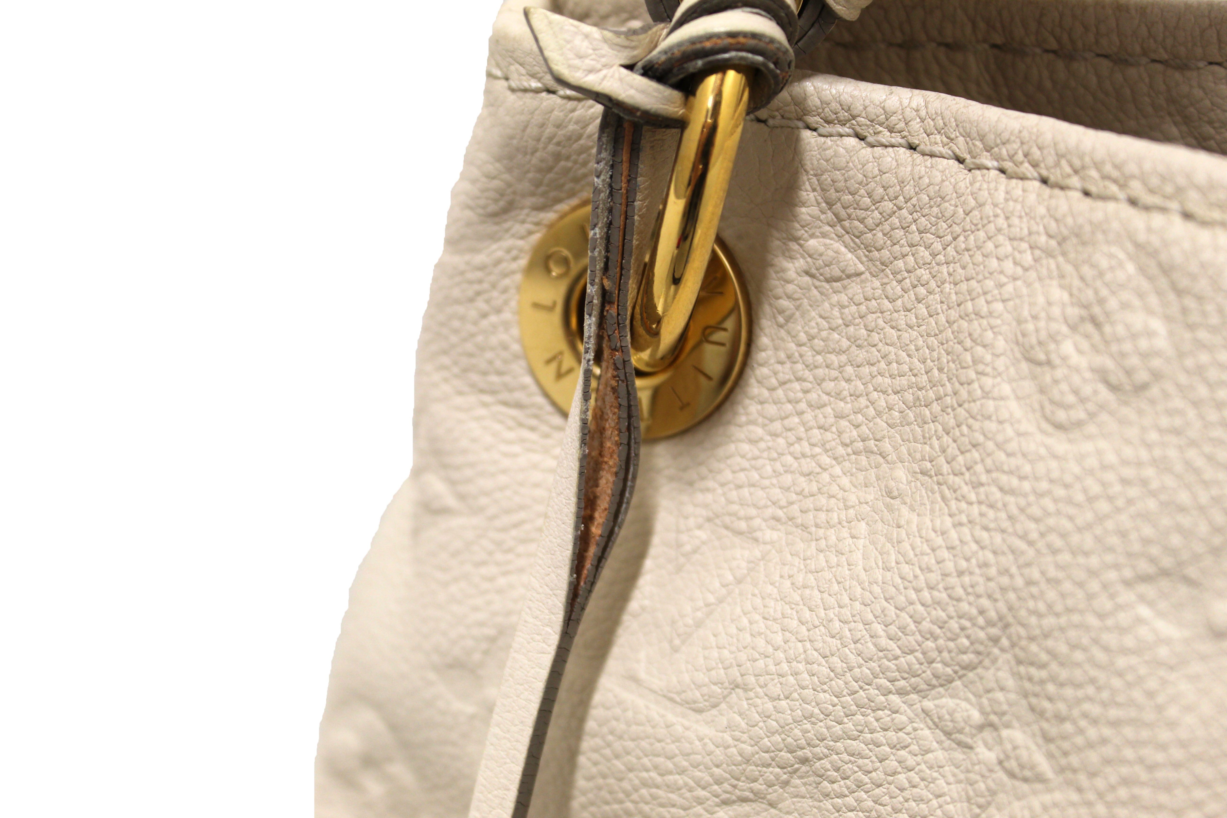 Authentic Louis Vuitton White Monogram Empreinte Leather Artsy MM Shoulder Tote Bag