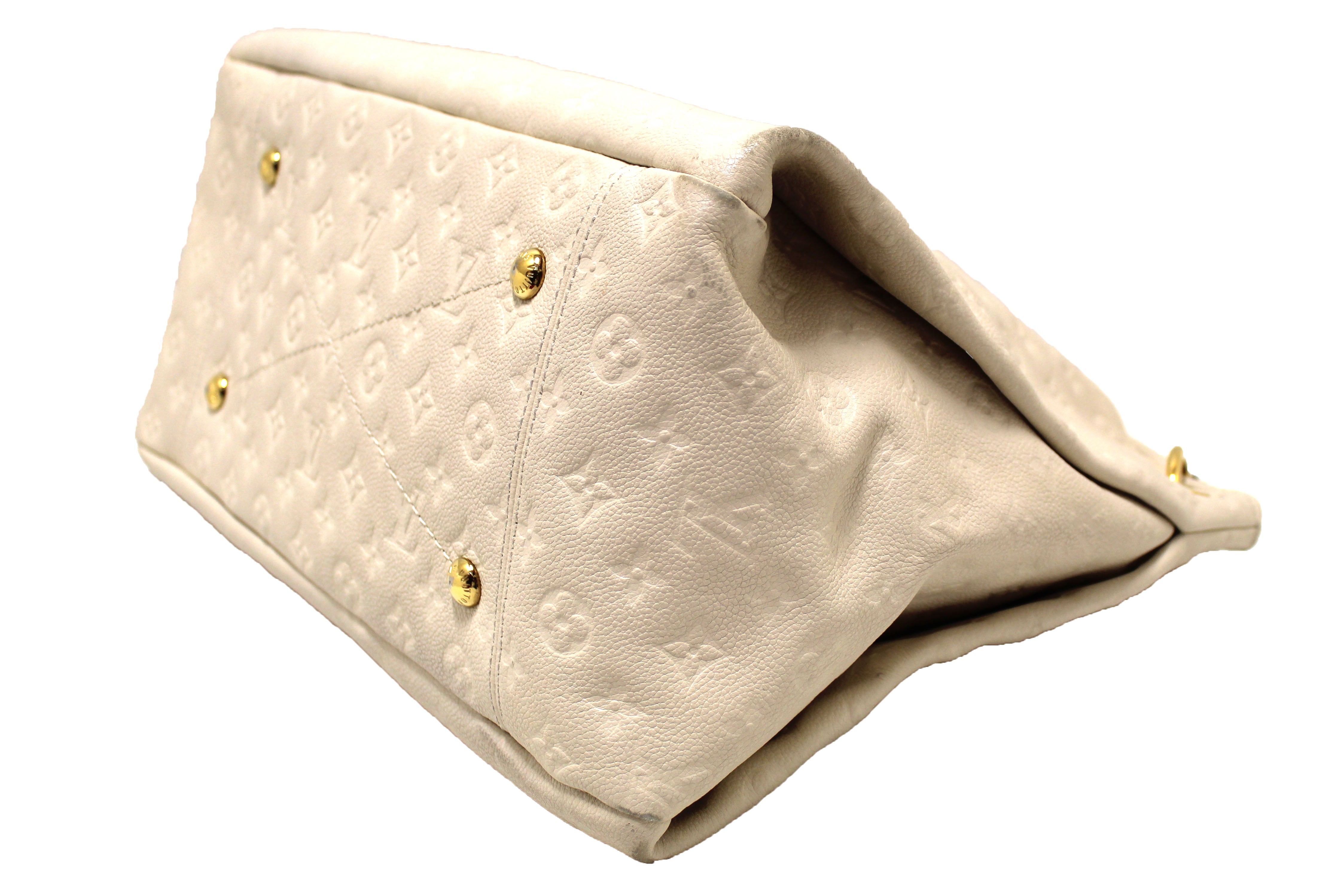 Authentic Louis Vuitton White Monogram Empreinte Leather Artsy MM Shoulder Tote Bag