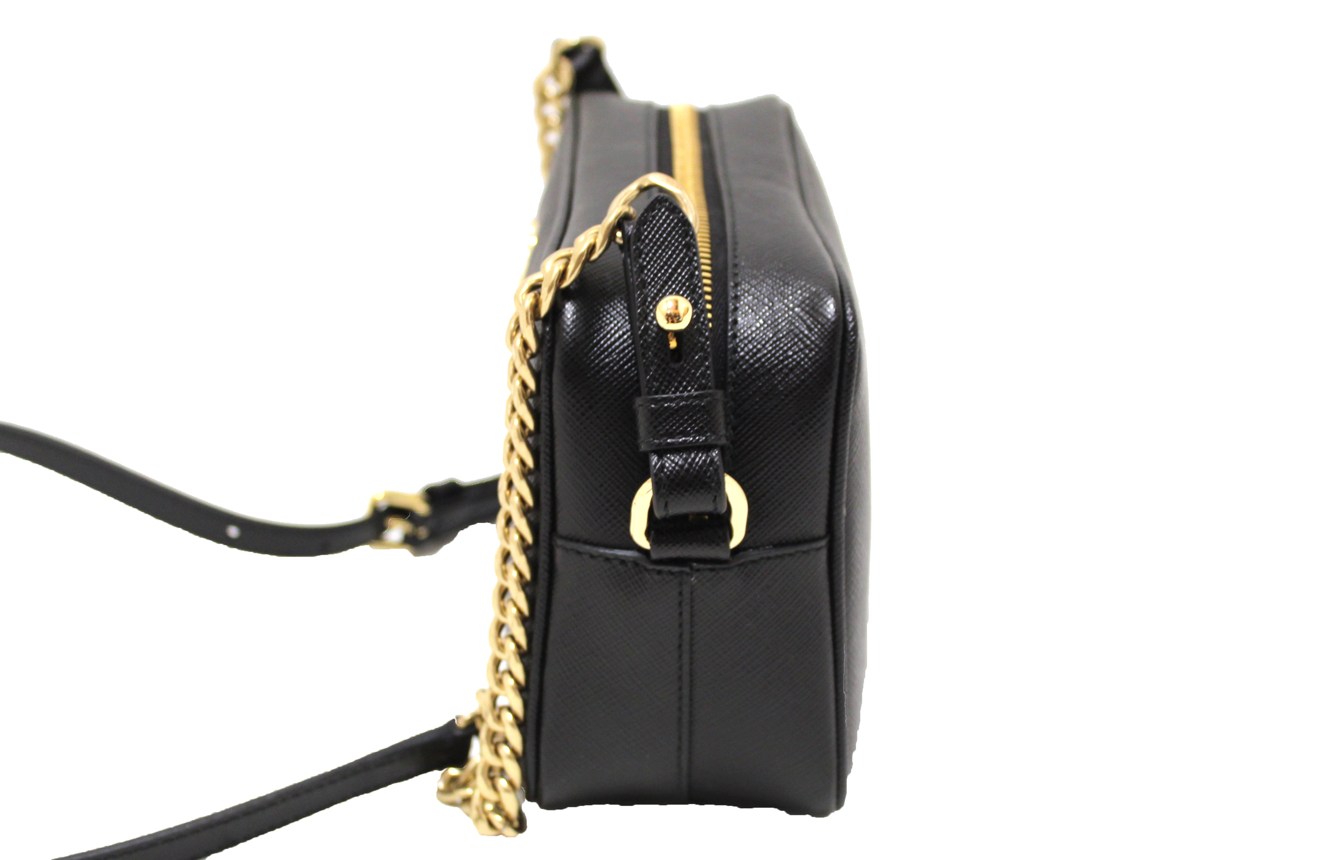 Prada Black Saffiano Lux Leather Bandoliera Pochette Bag BT0770 - Yoogi's  Closet