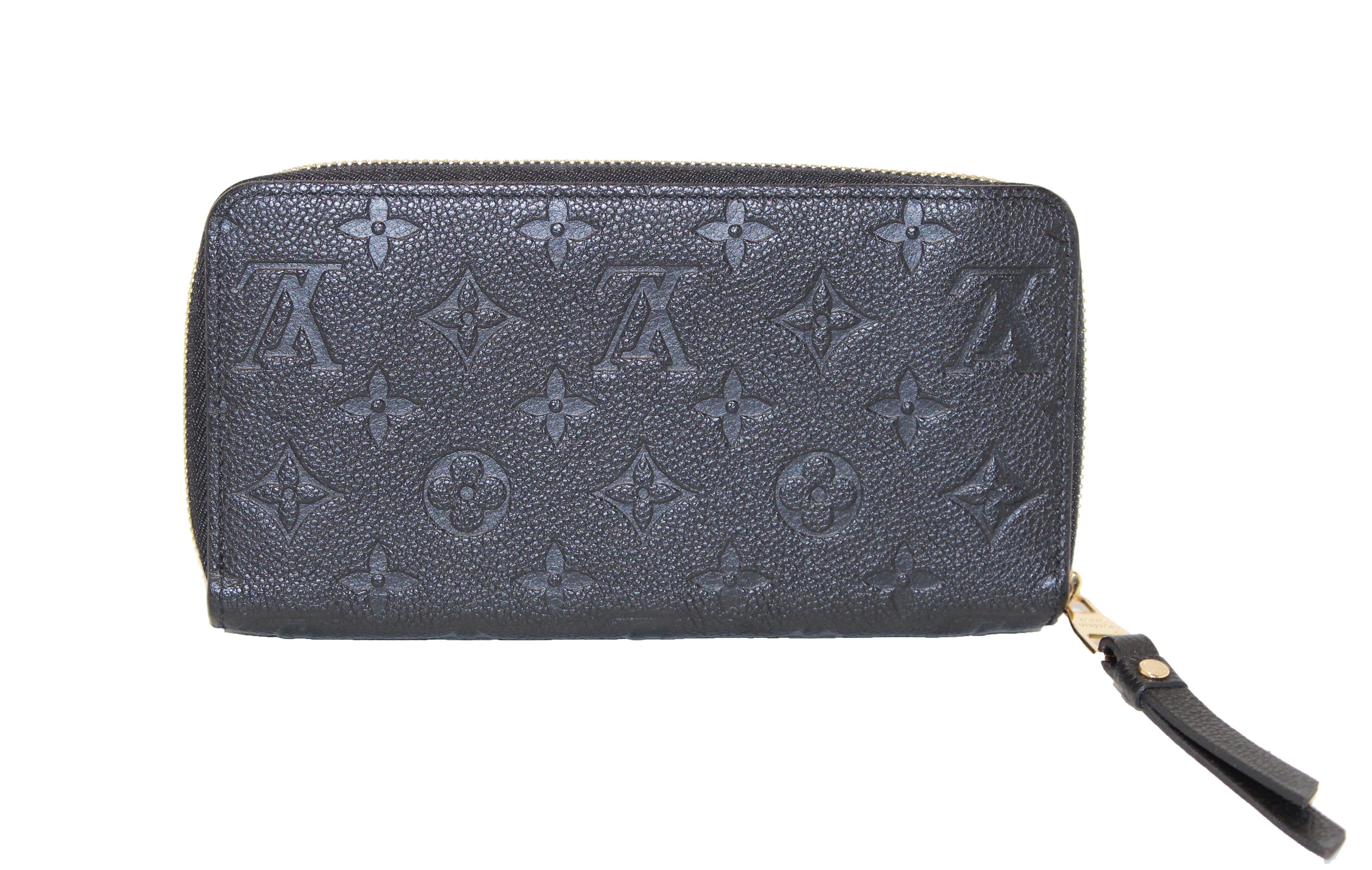 Authentic Louis Vuitton Black Monogram Empreinte Leather Zippy Wallet