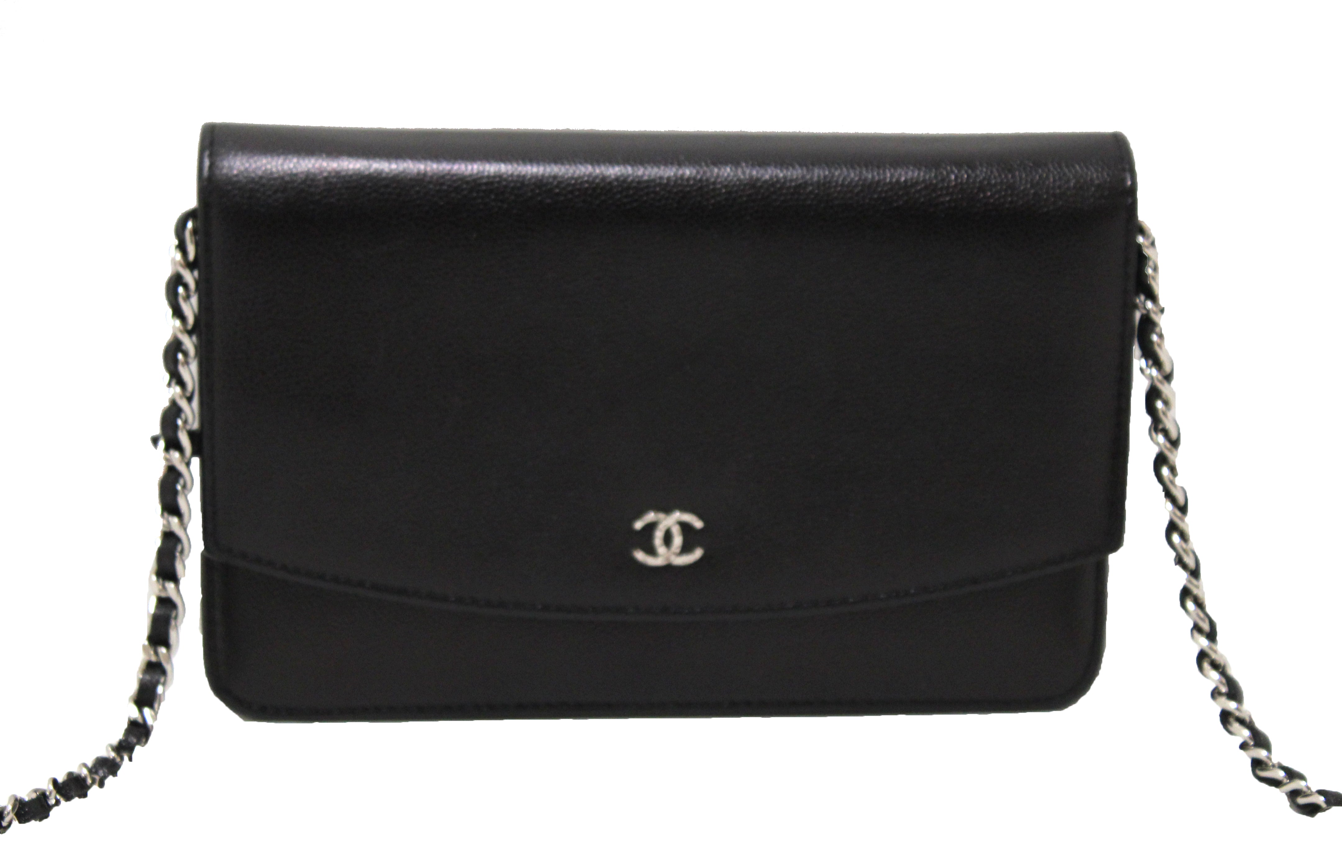 Authentic Chanel Caviar Leather Wallet On Chain WOC Crossbody Clutch Bag