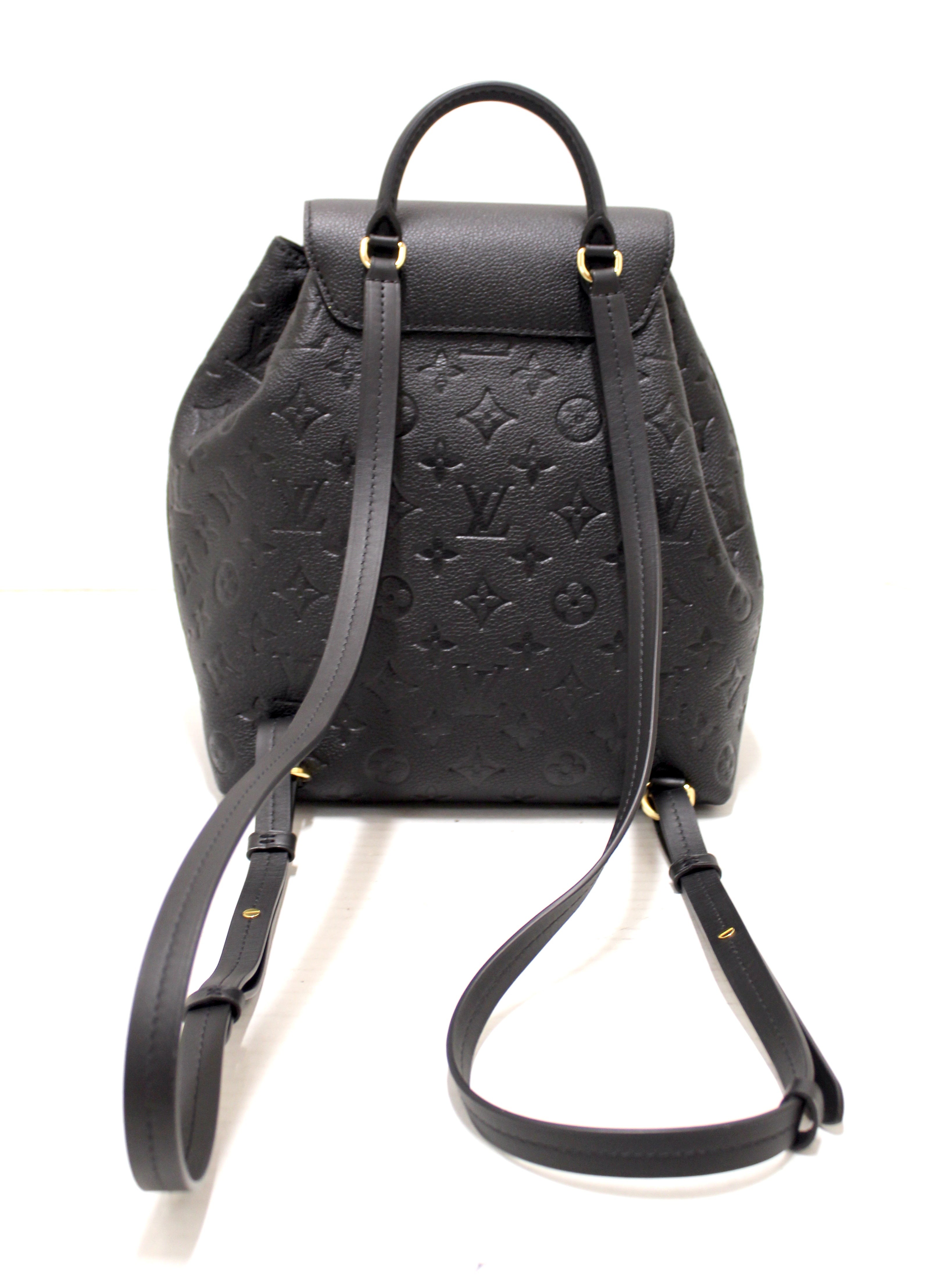 Louis Vuitton LV Unisex Montsouris Backpack Black Black Embossed