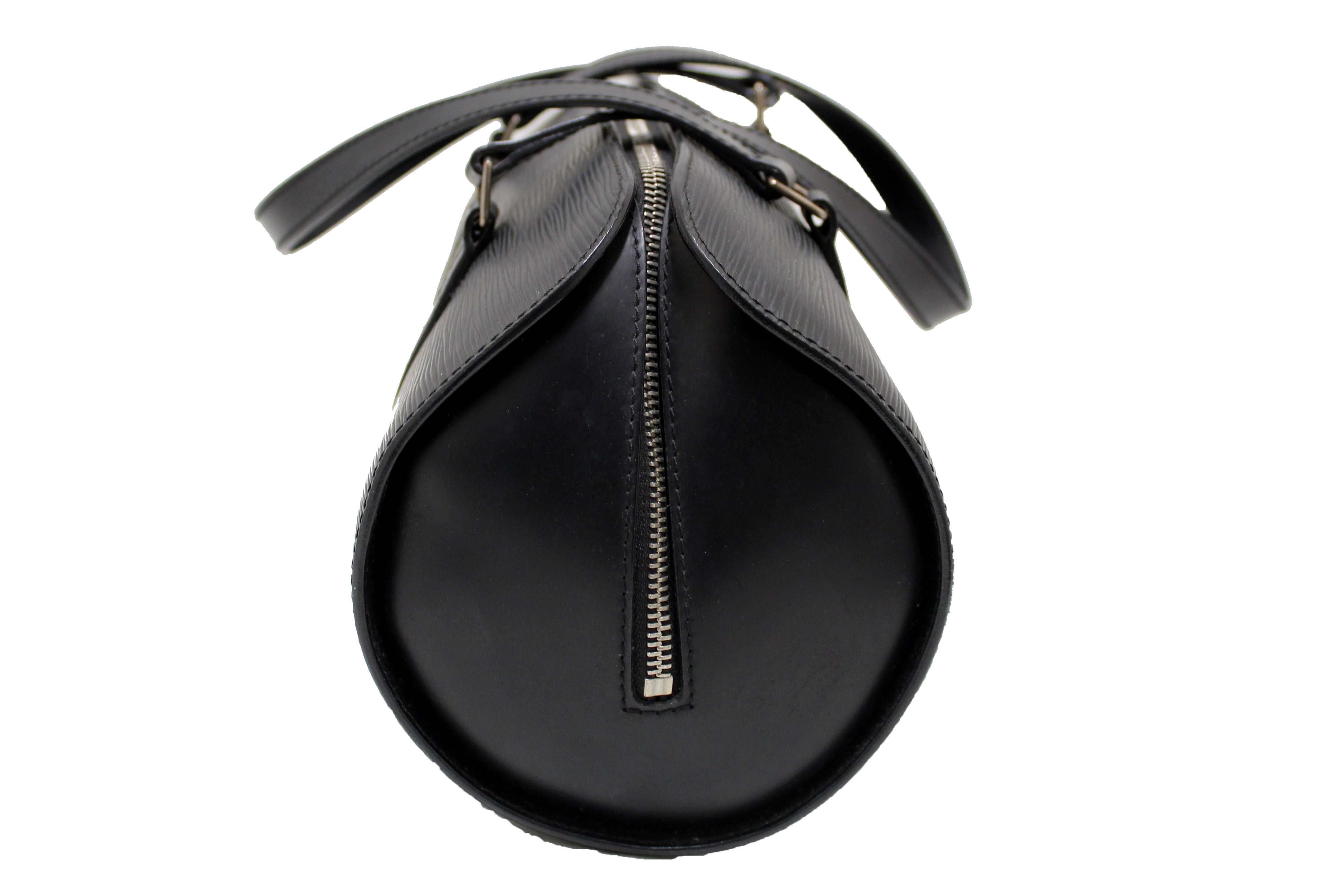 Authentic Louis Vuitton Black Epi Leather Soufflot Handbag With Mini Bag