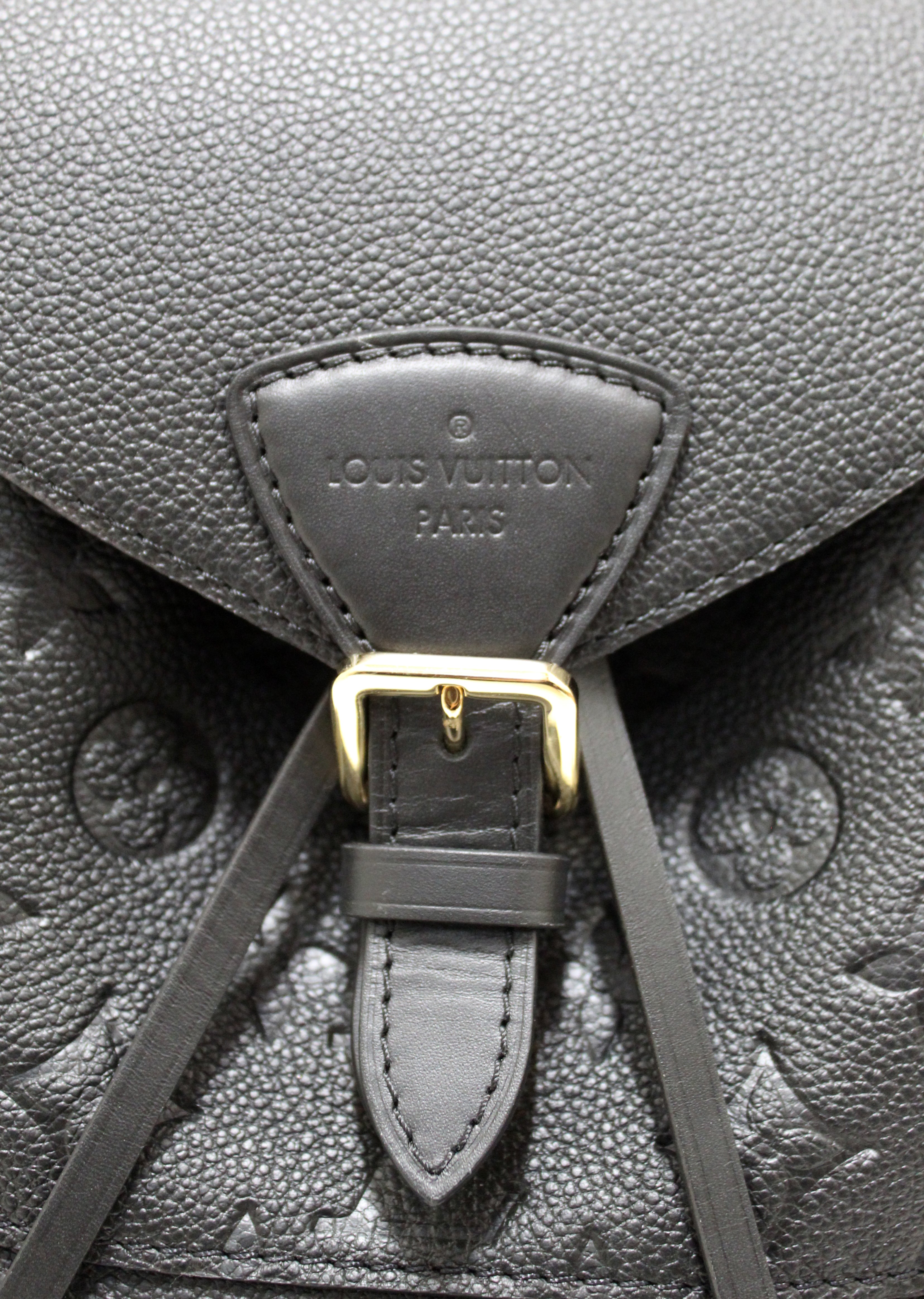 Authentic Louis Vuitton Black Monogram Empreinte Montsouris Backpack
