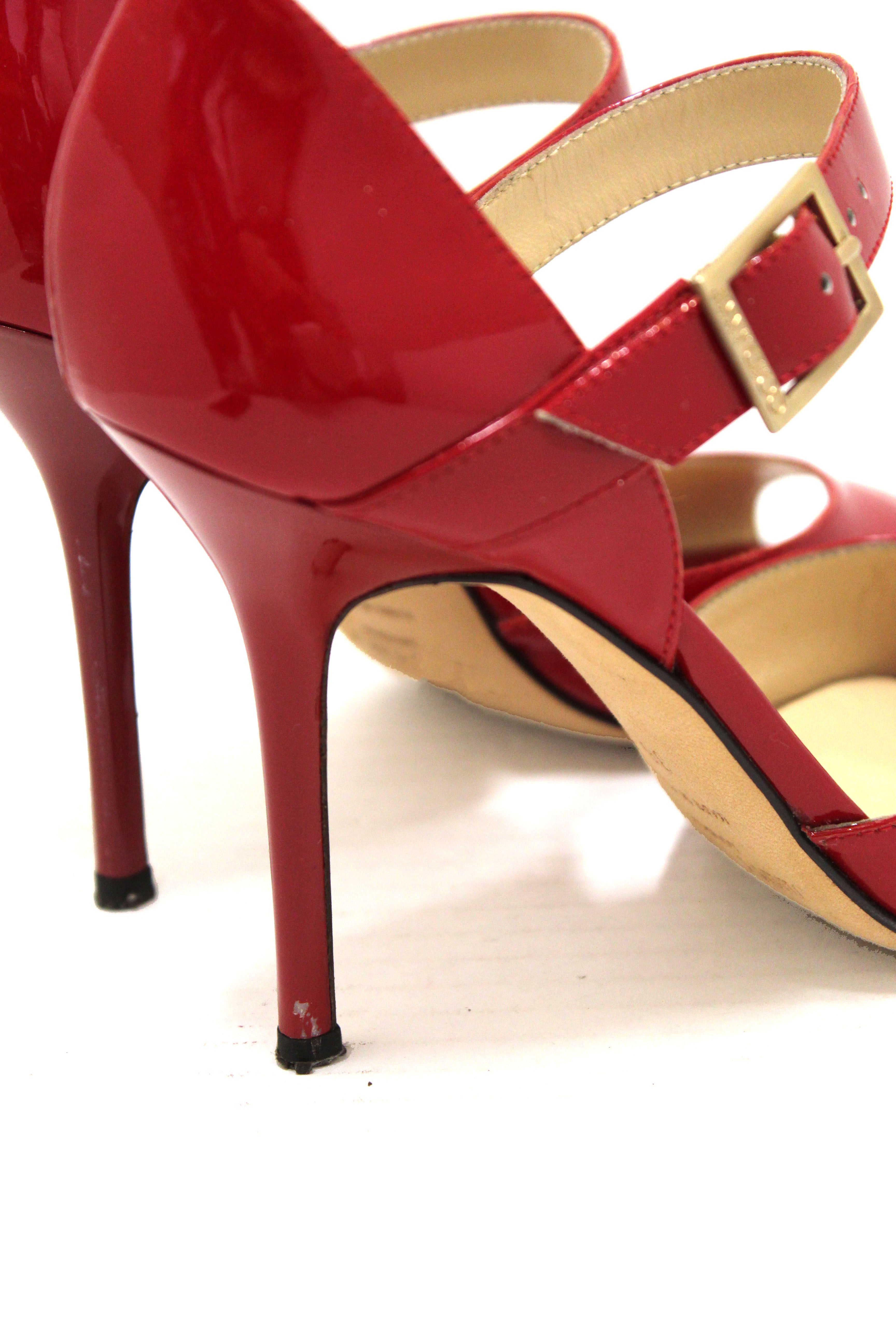 Jimmy Choo Red Patent Heels Size 37 Used - BrandConscious Authentics