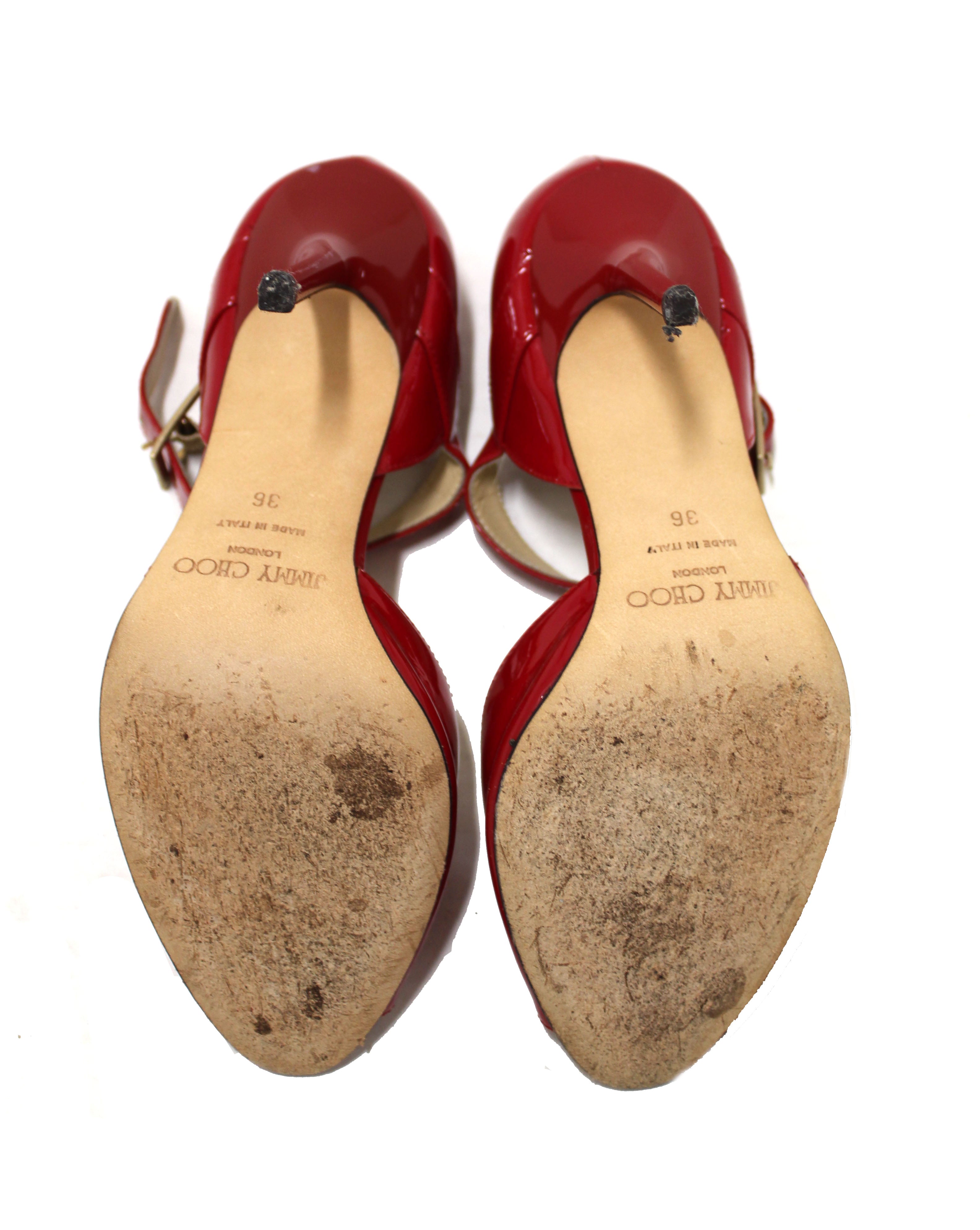 Authentic Jimmy Choo Red Patent Heel Sandal Size 36 – Paris