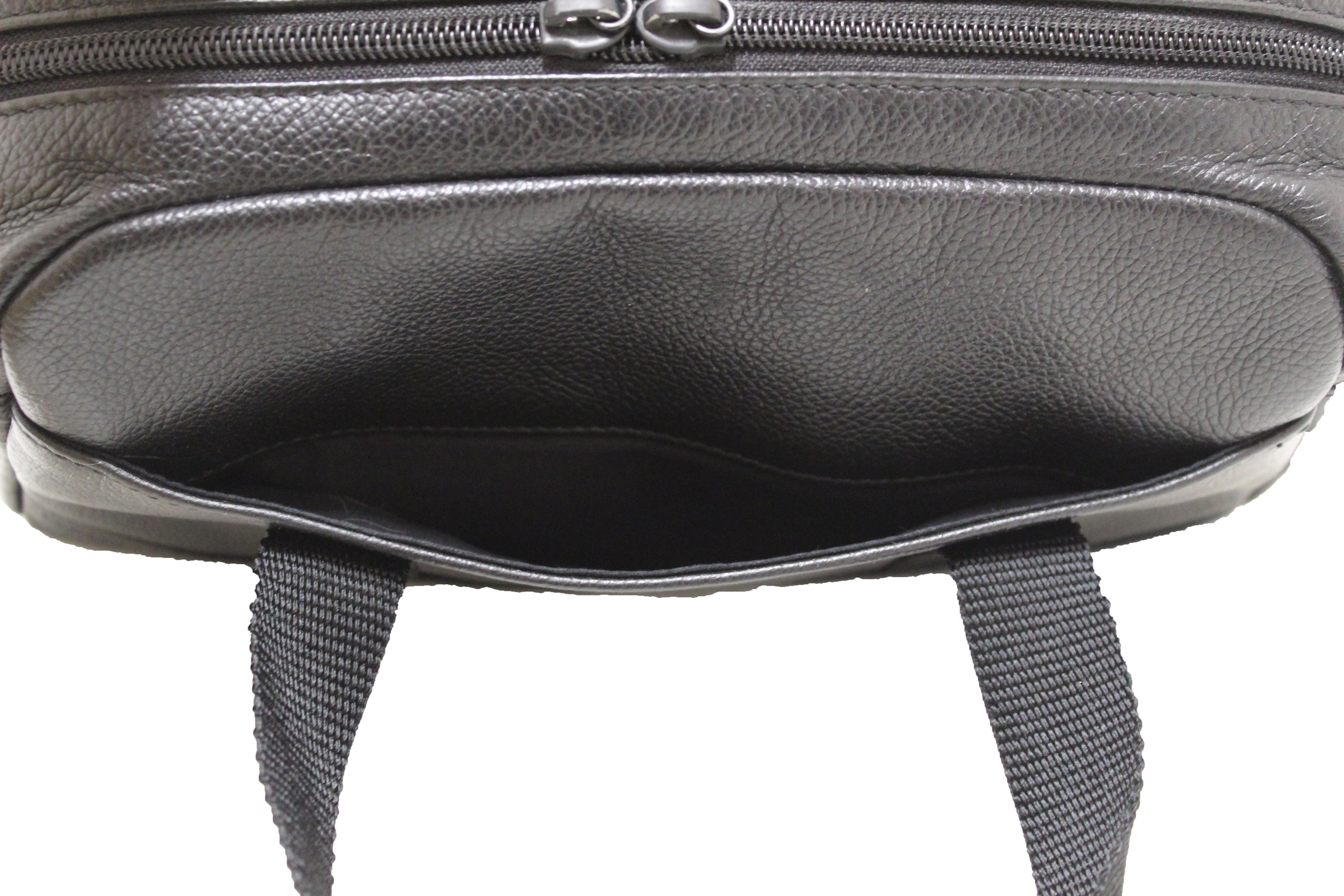 Authentic Balenciaga Black Grained Calfskin Leather Explorer Small Duffle Bag
