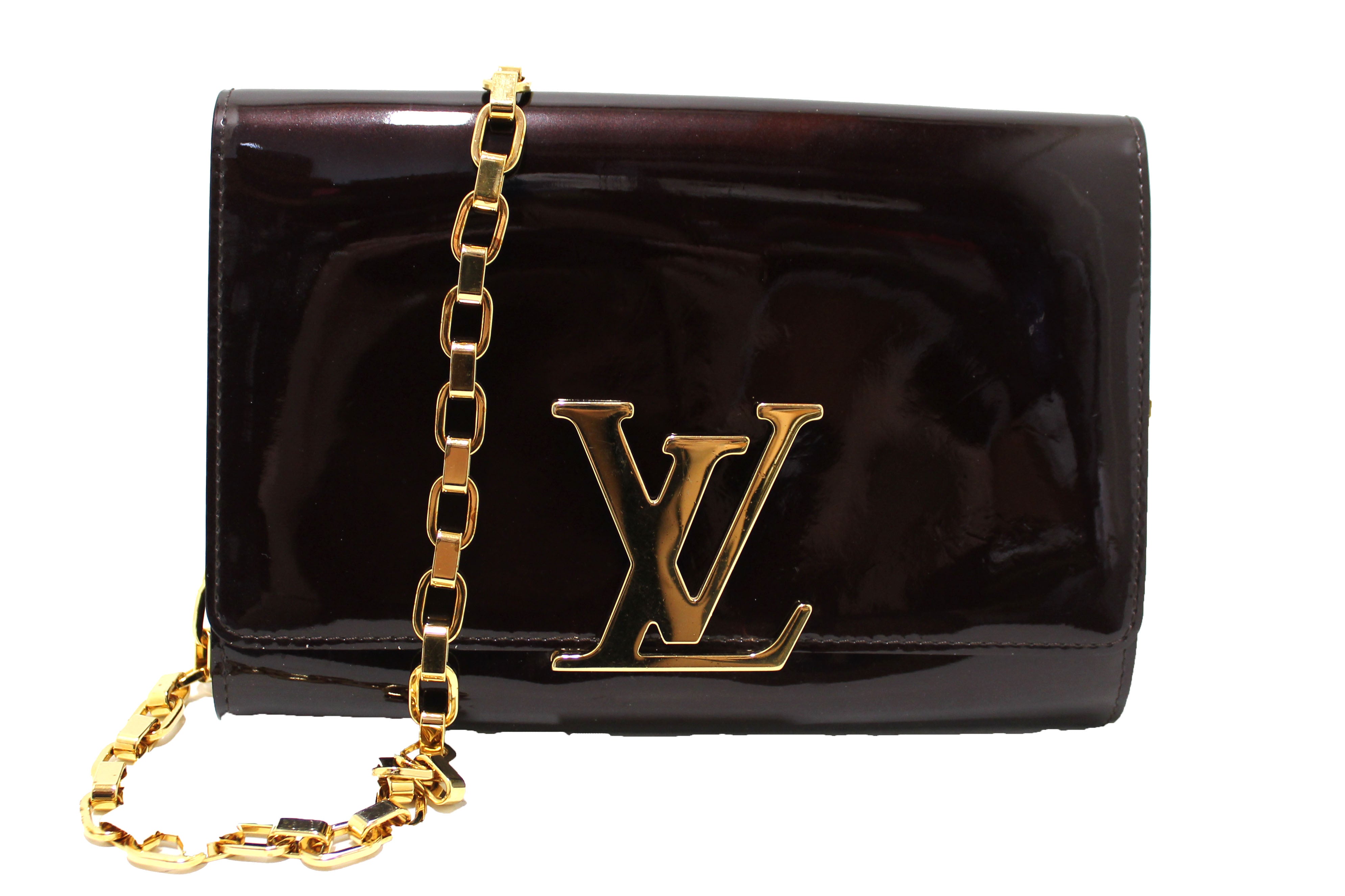 Authentic Louis Vuitton Amarante Vernis Patent Leather Louise