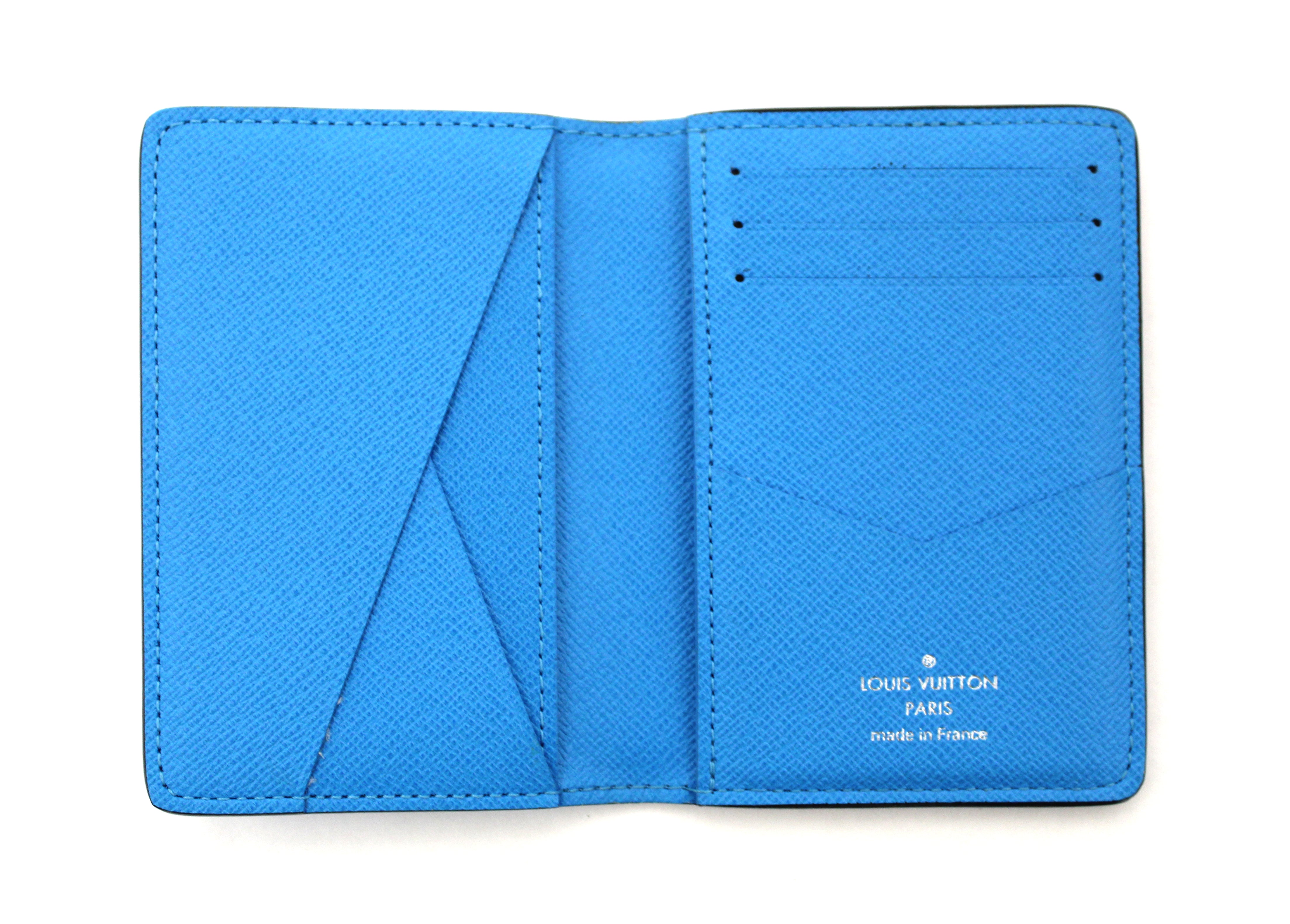 Louis Vuitton Blue Taurillon Leather Pocket Organizer Poche M80585 Initials