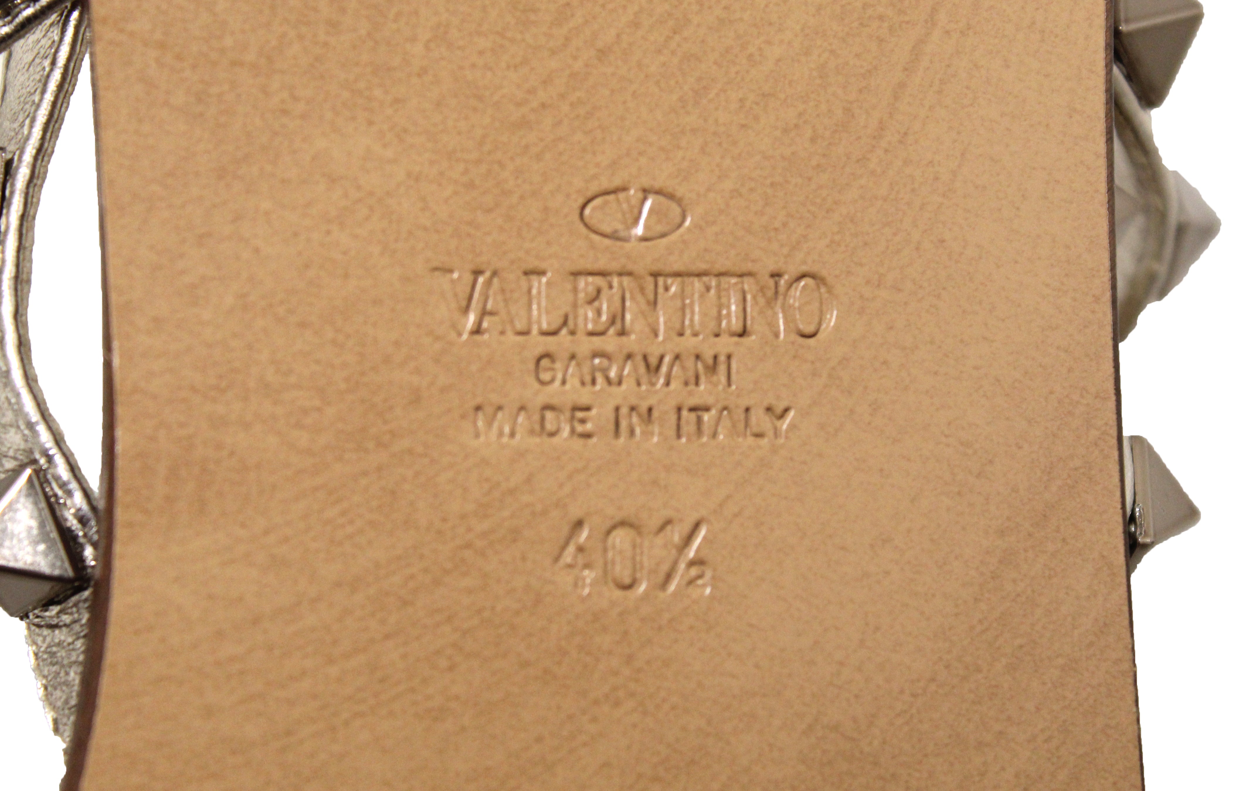 Authentic NEW Valentino Rockstud Metallic Nappa Leather Flat Sandal Size 40.5
