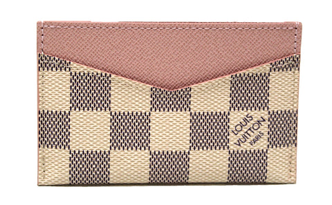Authentic NEW Louis Vuitton Damier Azur with Light Pink Leather Cardholder
