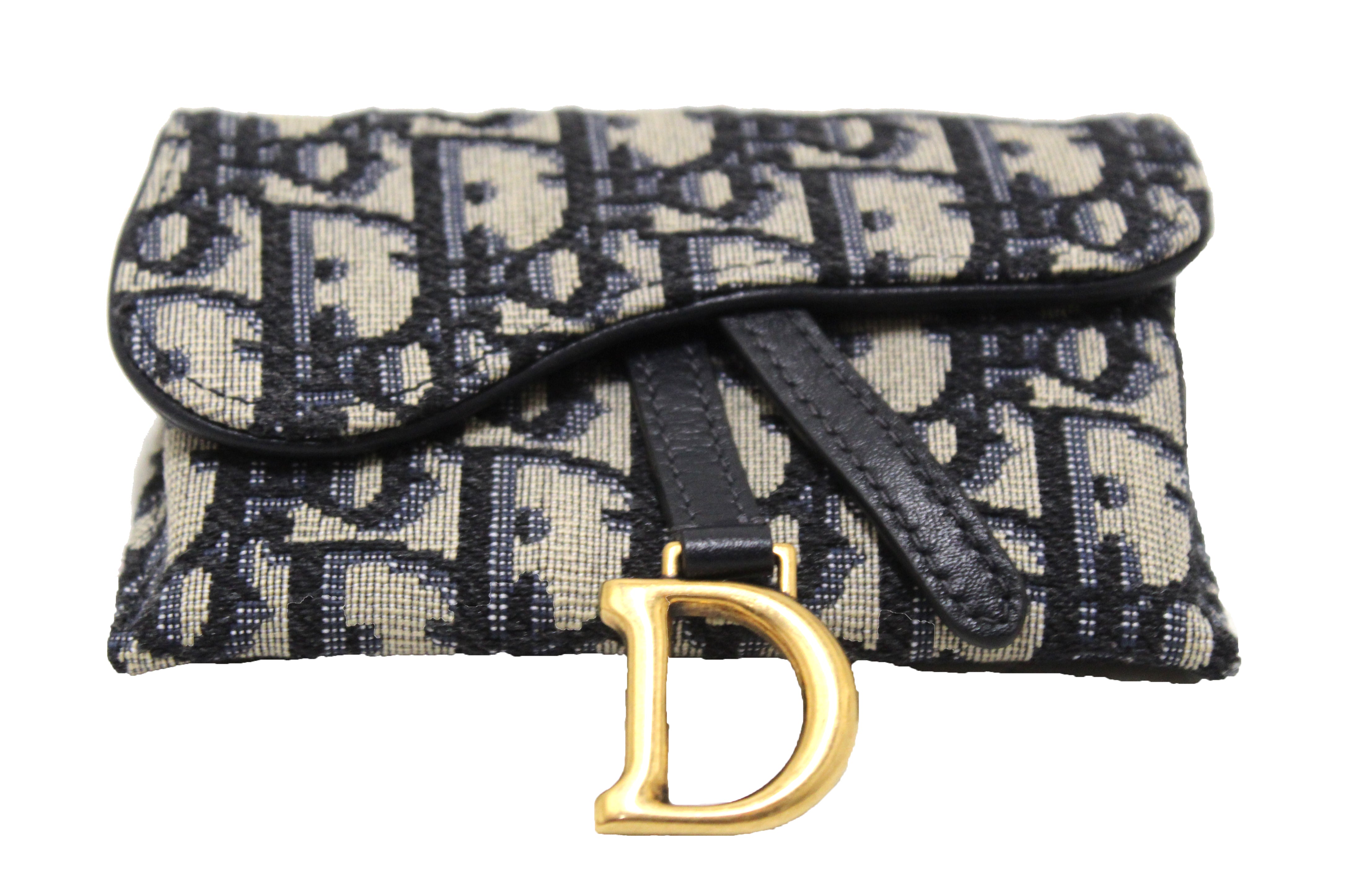 Christian Dior Pouch Navy Whole Pattern Saddle Nano Pouch Height 8 Width 12