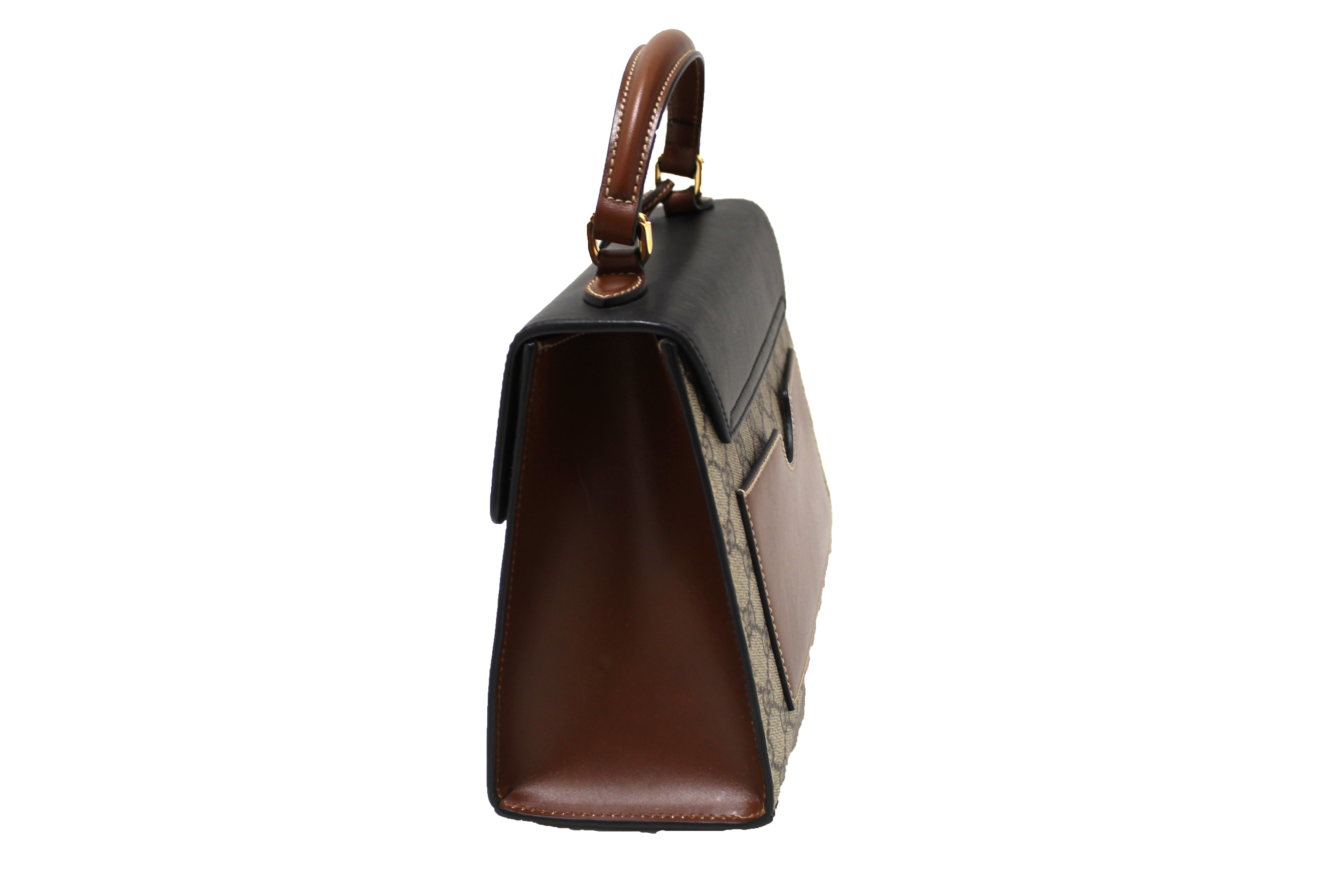 Authentic Gucci GG Supreme Monogram Small Padlock Top Handle Bag