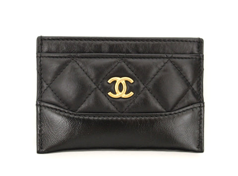 Authentic Chanel Black Quilted Calfskin Card Holder