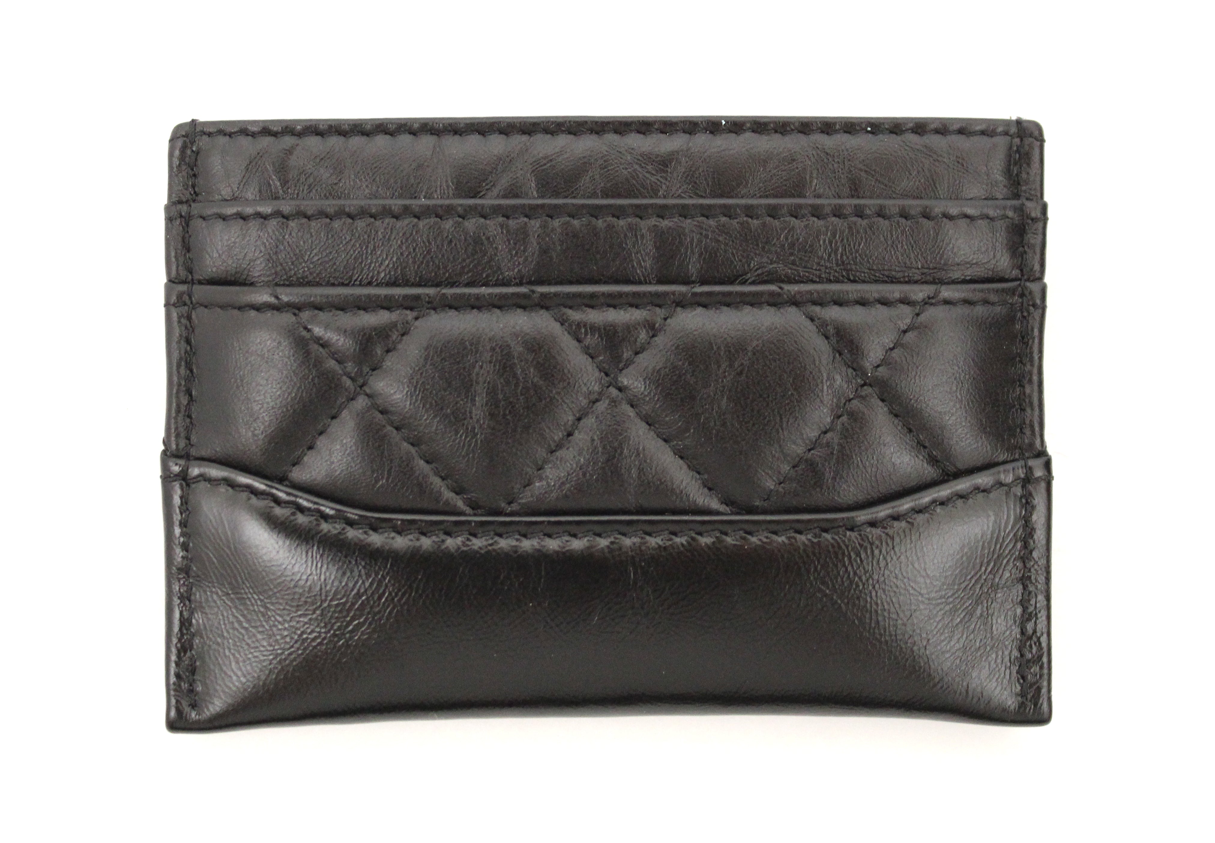 Authentic Chanel Black Quilted Calfskin Card Holder