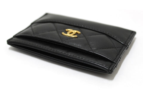 Authentic Chanel Black Quilted Calfskin Card Holder