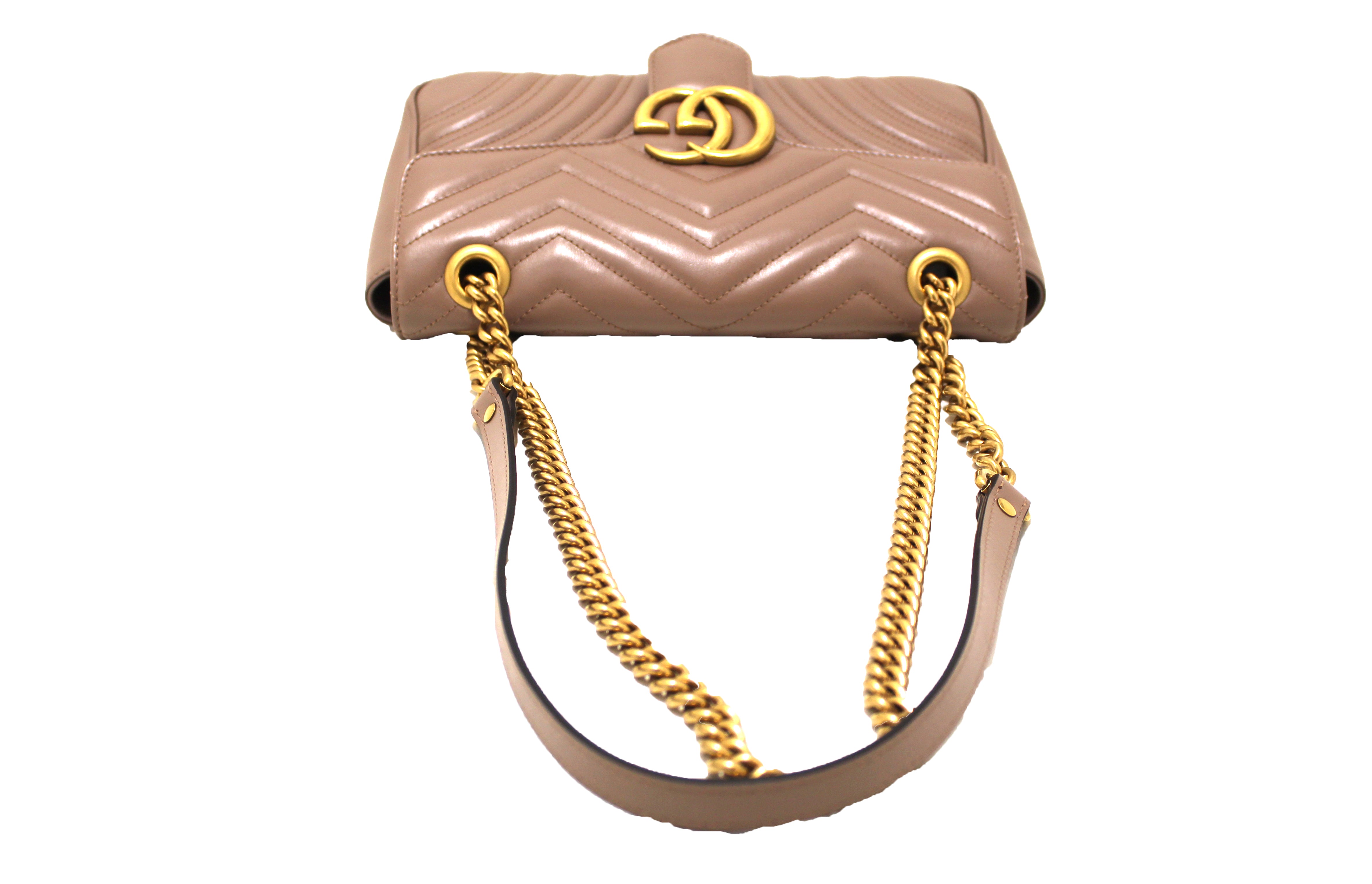 Authentic Gucci Dusty Pink GG Marmont Matelassé Shoulder Bag