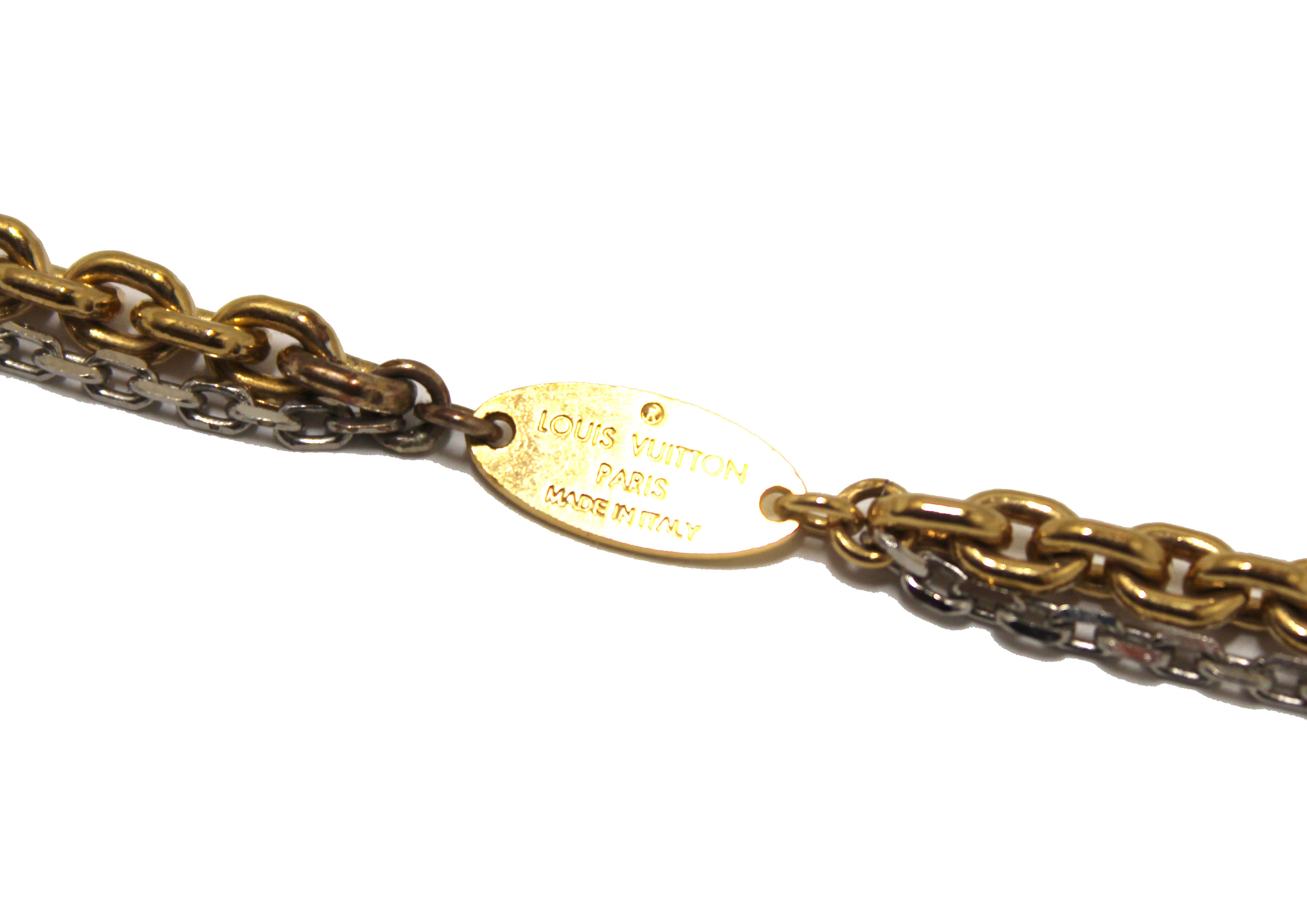 Authentic Louis Vuitton Monogram Tag Plate Necklace
