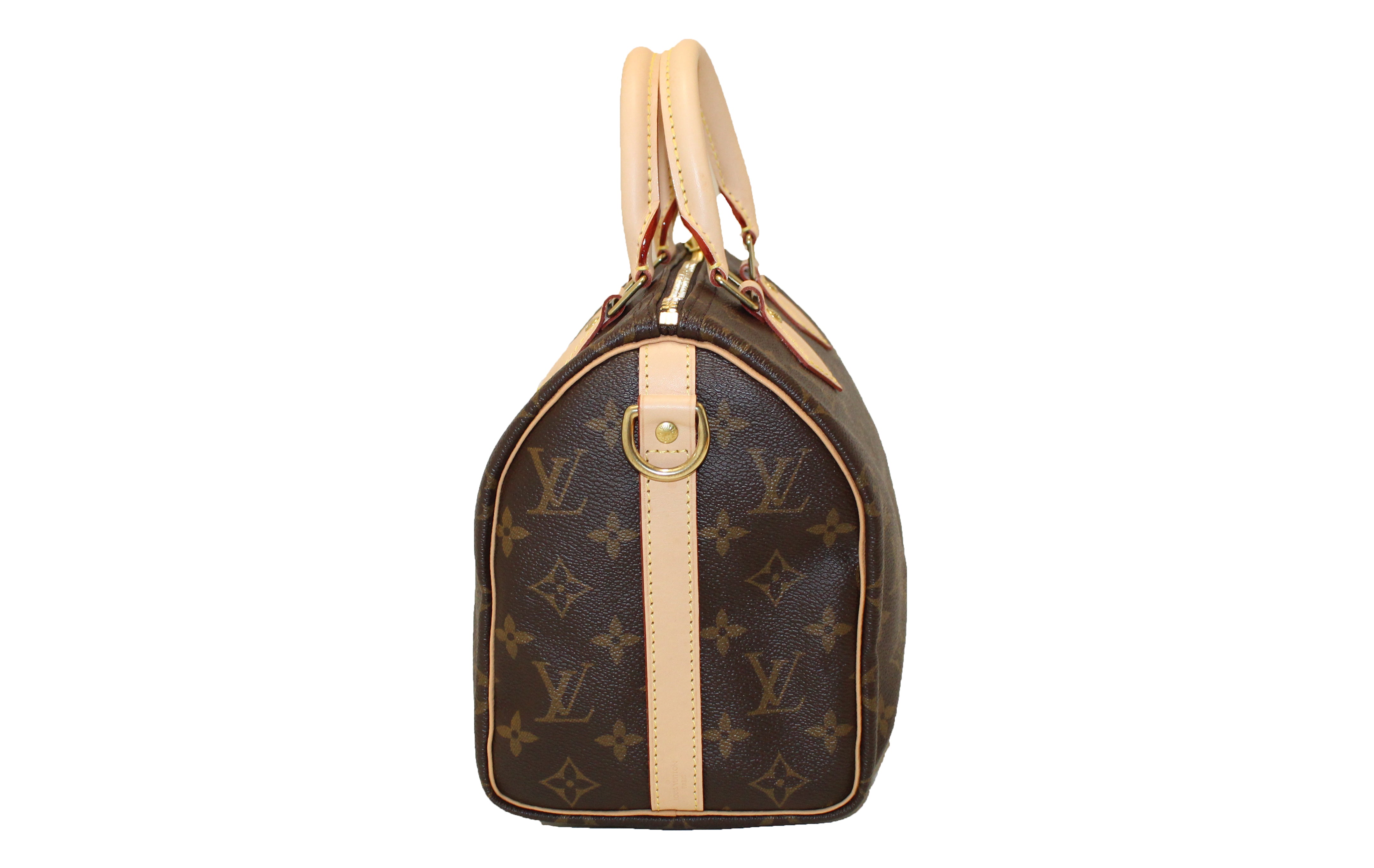 Authentic Louis Vuitton Classic Monogram Canvas Speedy 25 Bandouliere Bag