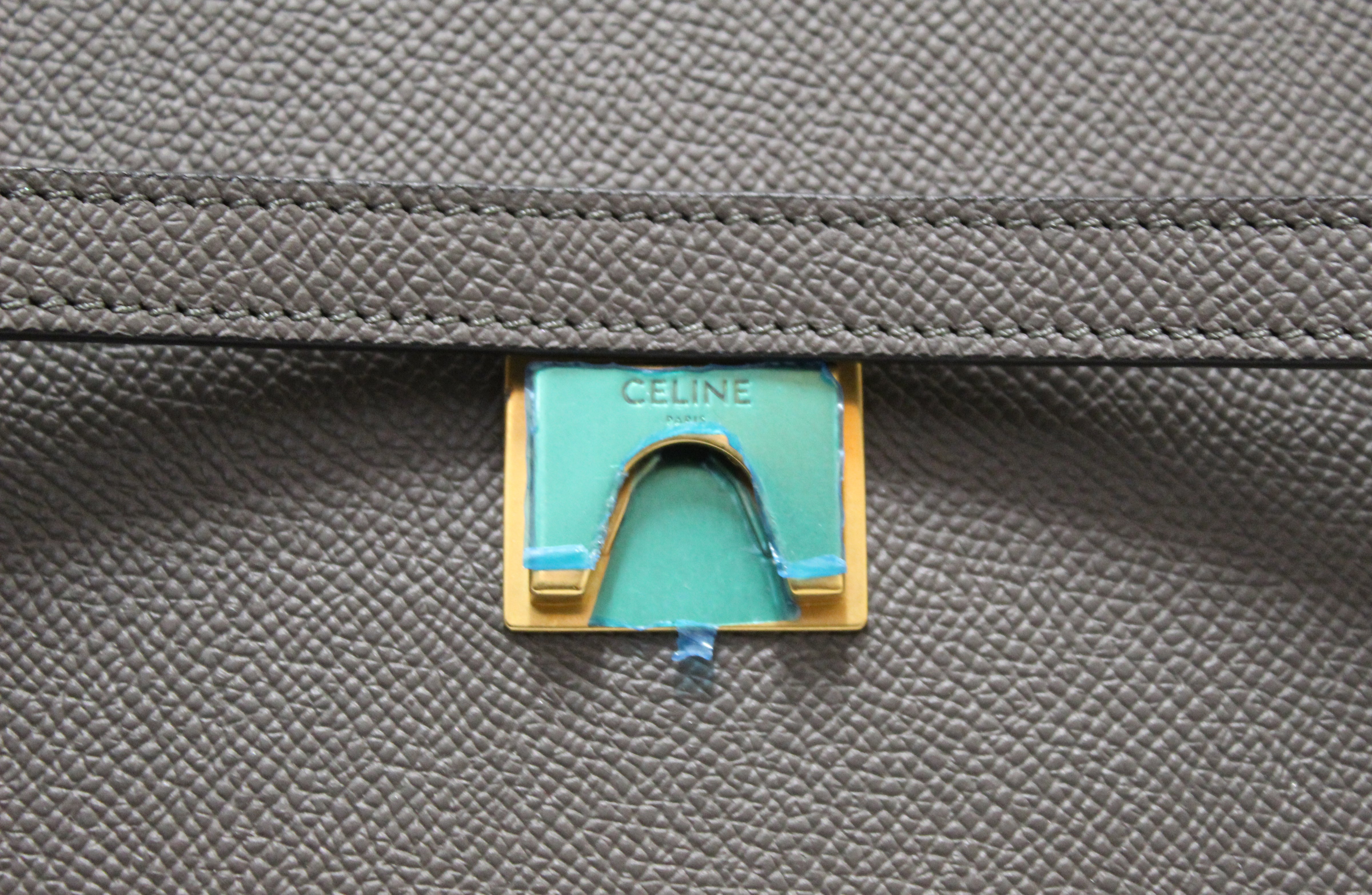 Authentic Celine Grey Grained Calfskin Leather Mini Belt Shoulder Bag