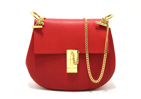 Authentic Chloe Red large Drew Leather Shoulder Crossbody Bag