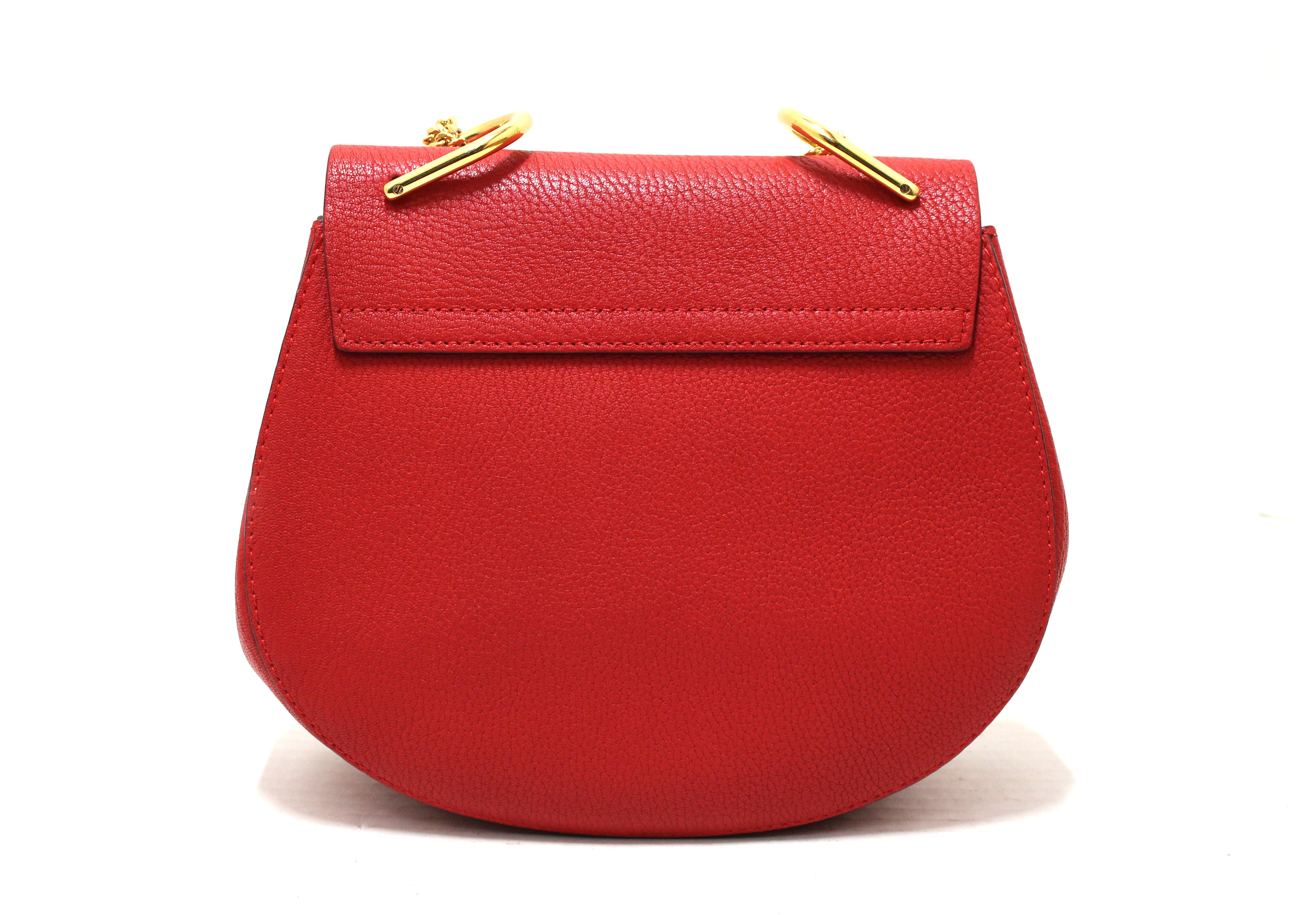 Authentic Chloe Red large Drew Leather Shoulder Crossbody Bag