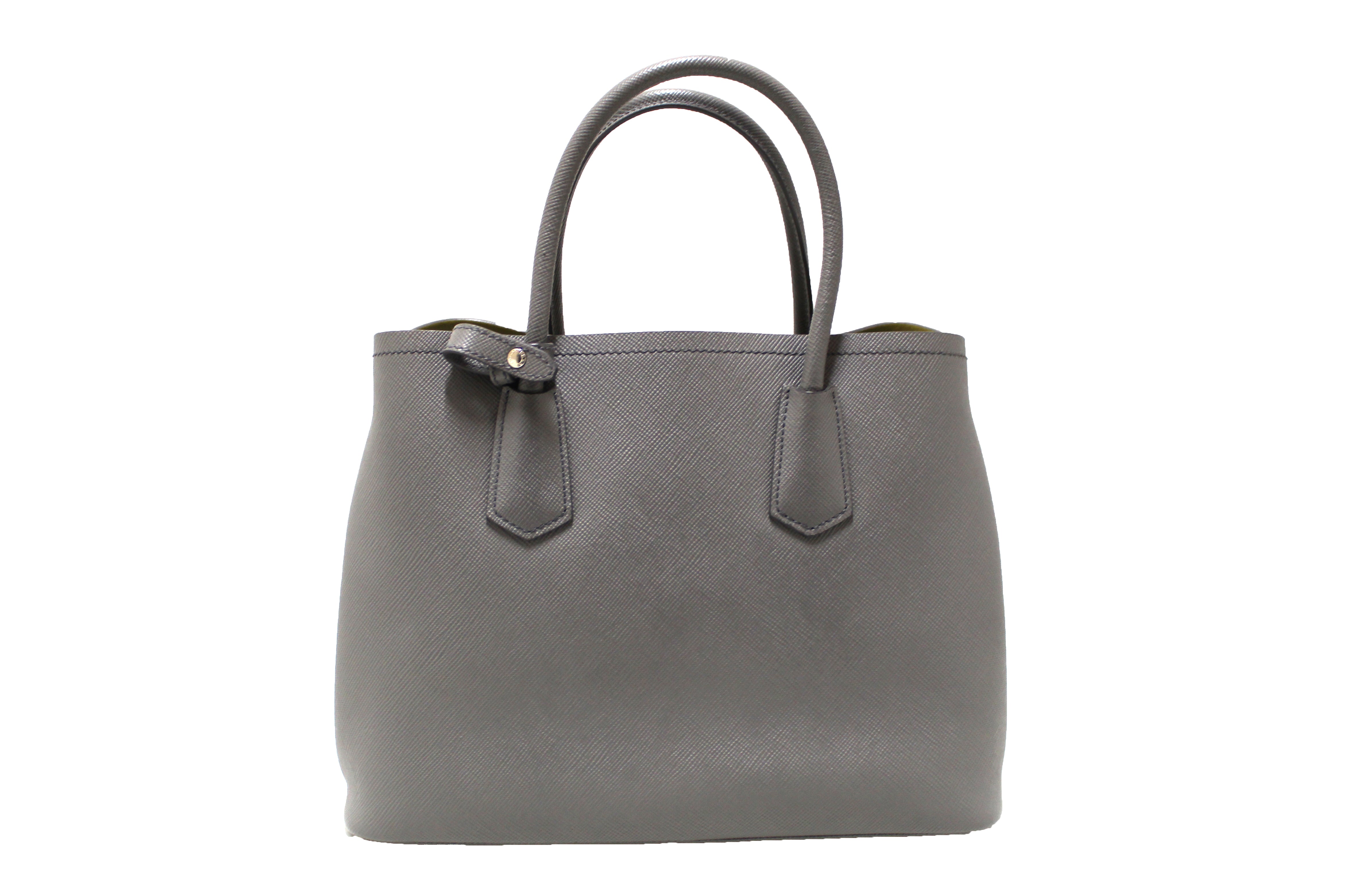 Authentic NEW Prada Grey Saffiano Leather Small Double Bag