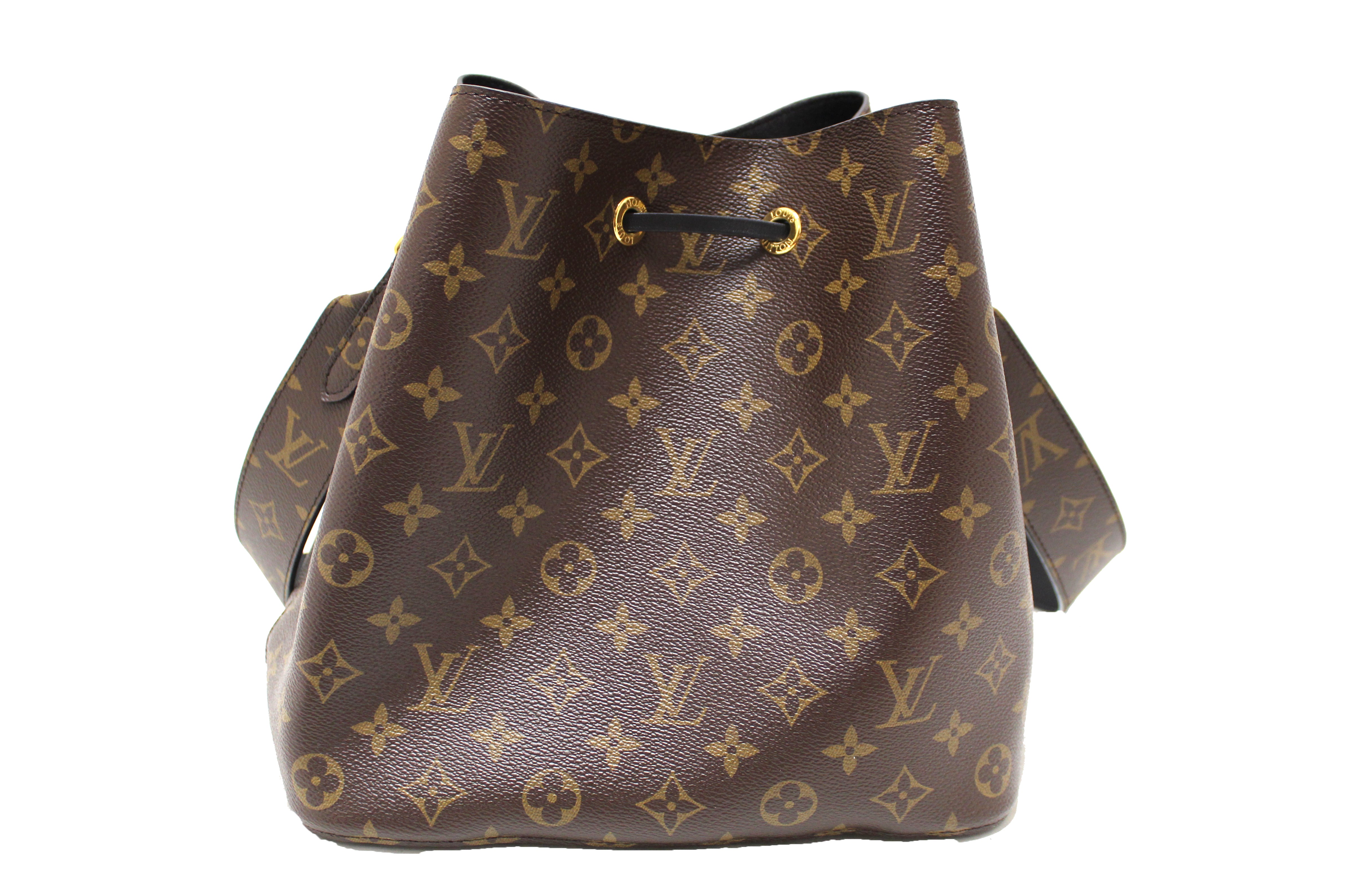 Authentic Louis Vuitton Classic Monogram Black NeoNoe Shoulder Bag with Monogram Bandouliere Shoulder Strap