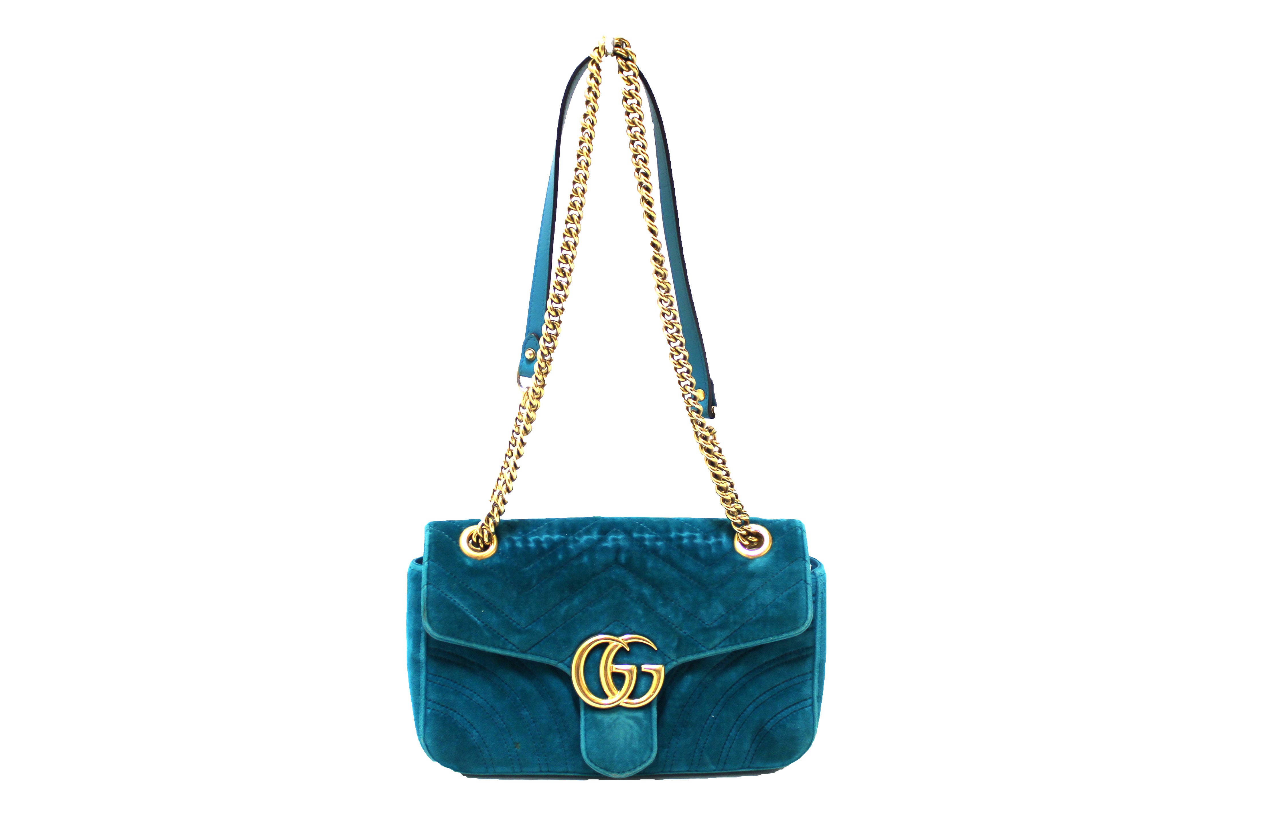 Gucci Matelasse Velvet GG Marmont Mini Shoulder Bag (SHF-22901) – LuxeDH