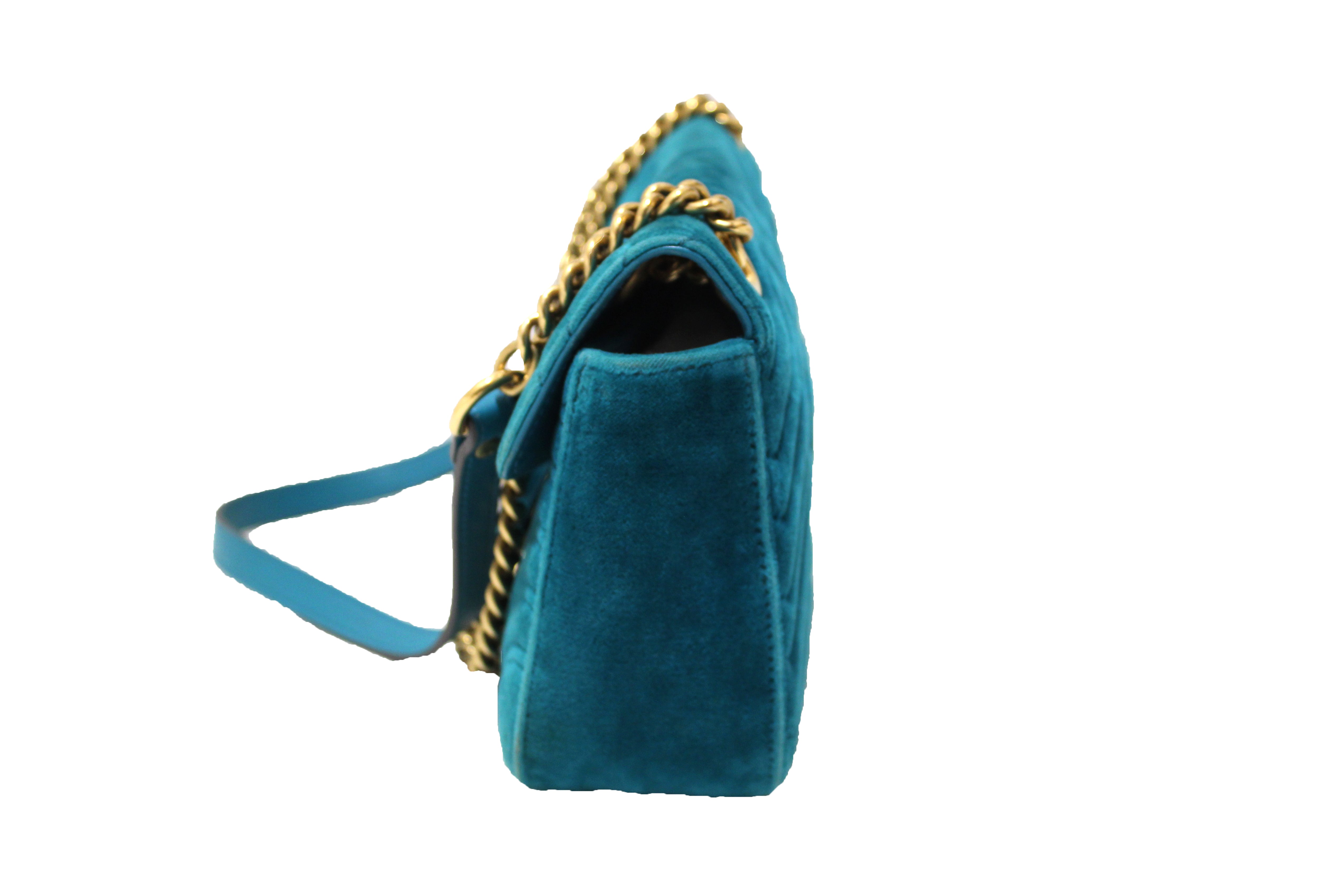 Gucci // Blue Velvet Matelasse GG Marmont Mini Shoulder Bag – VSP  Consignment