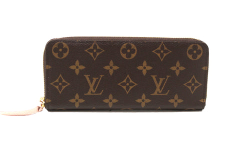 Authentic Louis Vuitton Classic Monogram Rose Ballerine Clemence Wallet