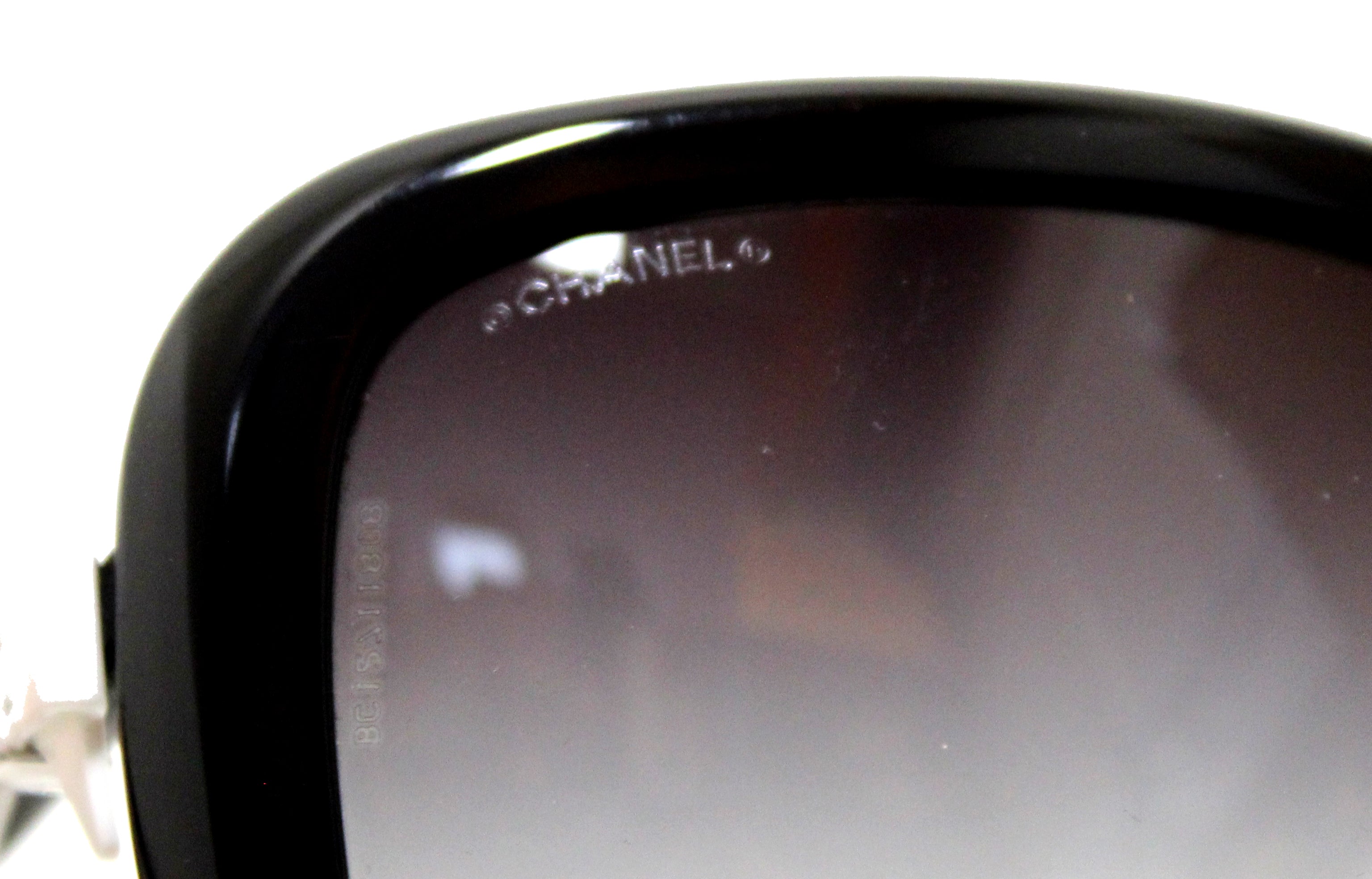 Authentic Chanel Black Squared Acetate CC Bow Sunglasses