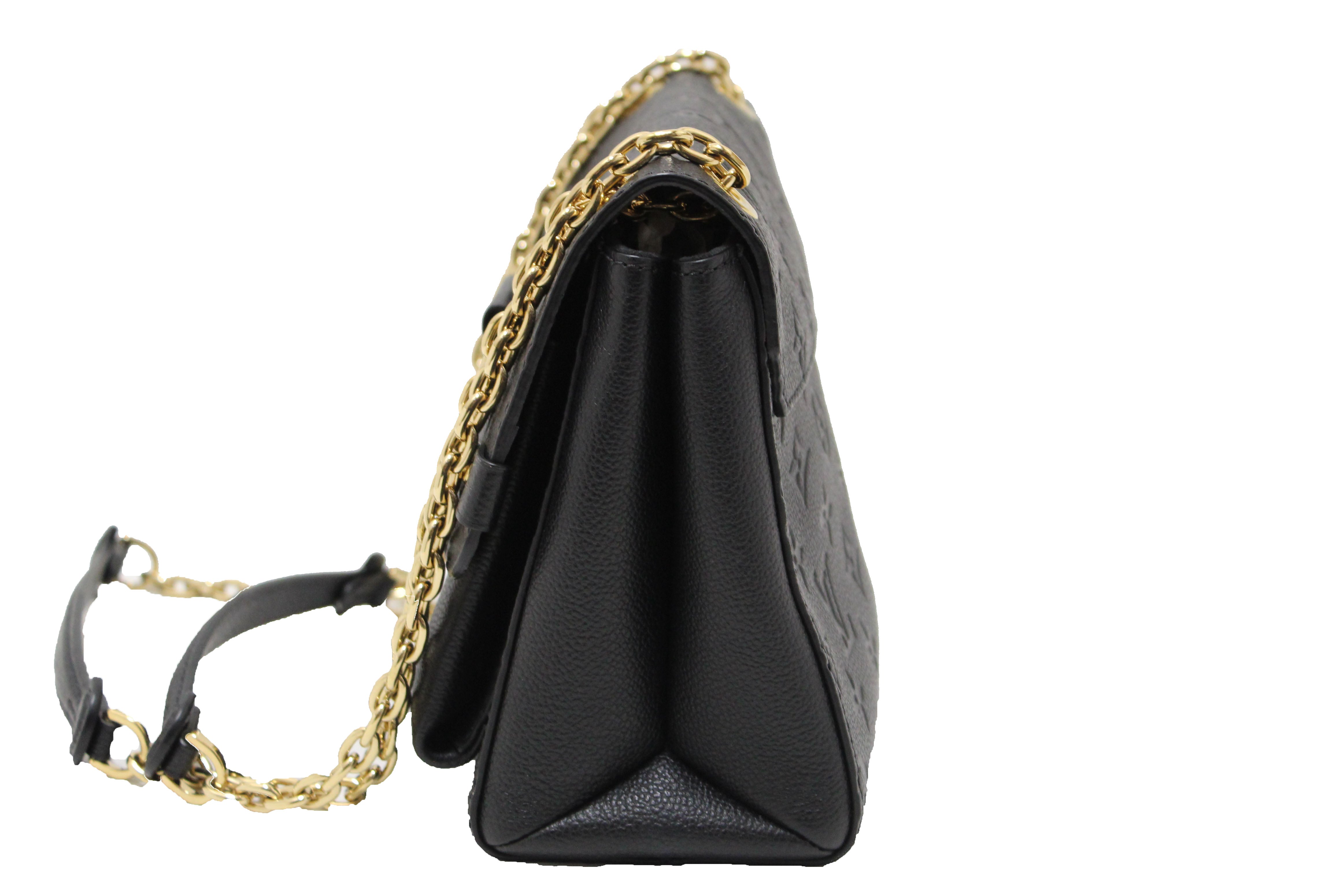 Louis Vuitton // Black Leather Monogram Stitched Shoulder Bag