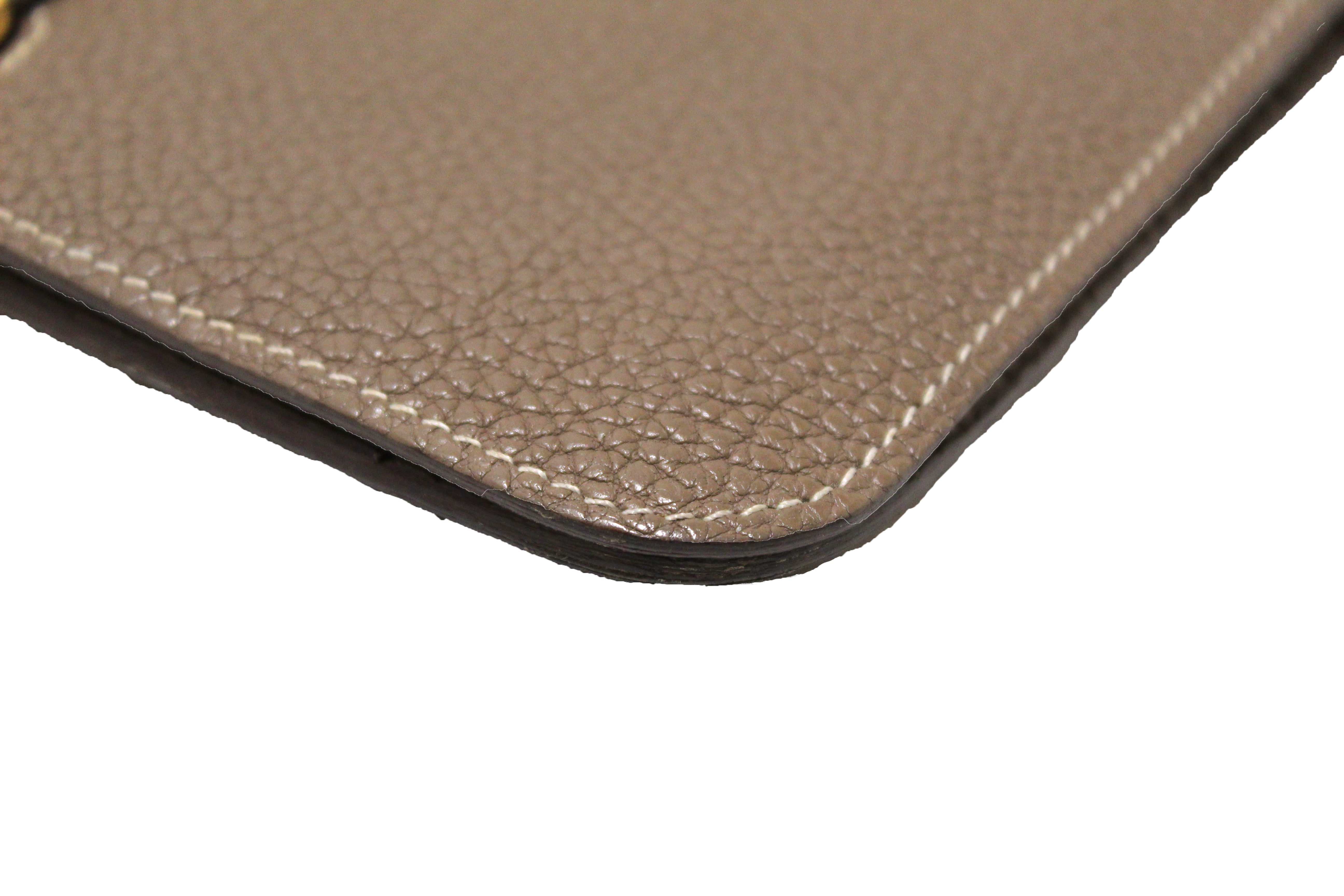 Authentic Hermes Grey Etoupe/Gris Tourterelle Bi-Color Togo Leather Dogon Wallet