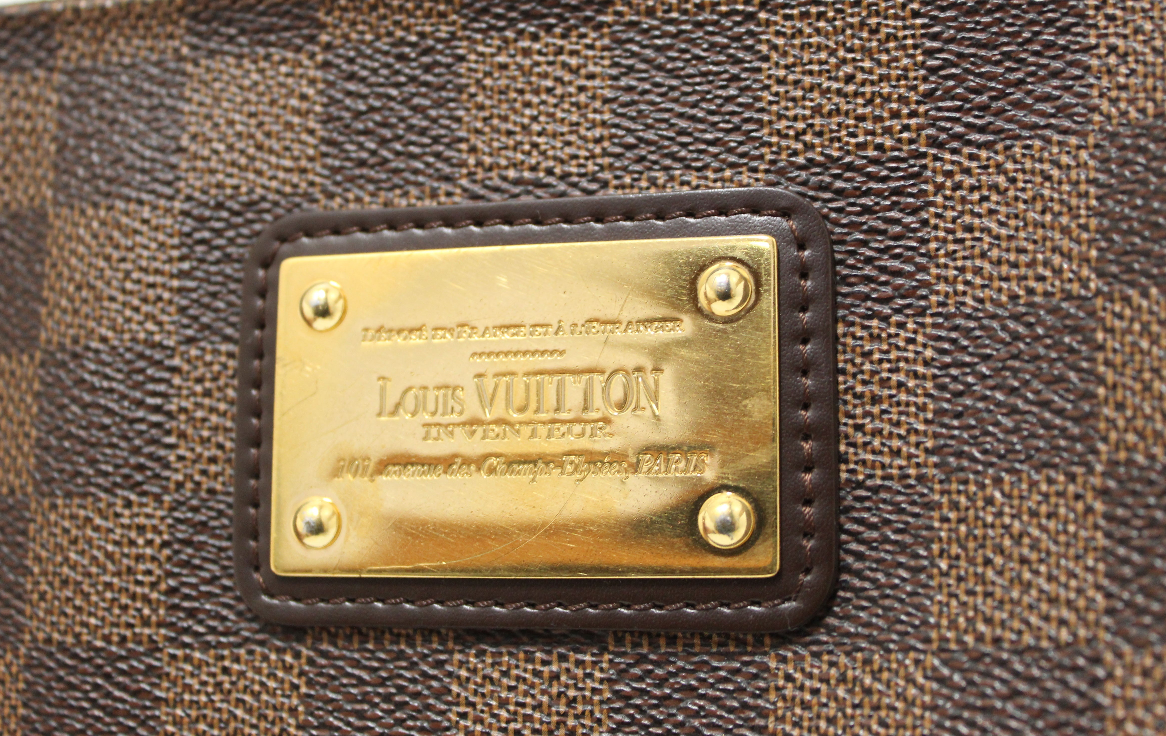 Authentic Louis Vuitton Damier Ebene Canvas Eva Clutch Bag