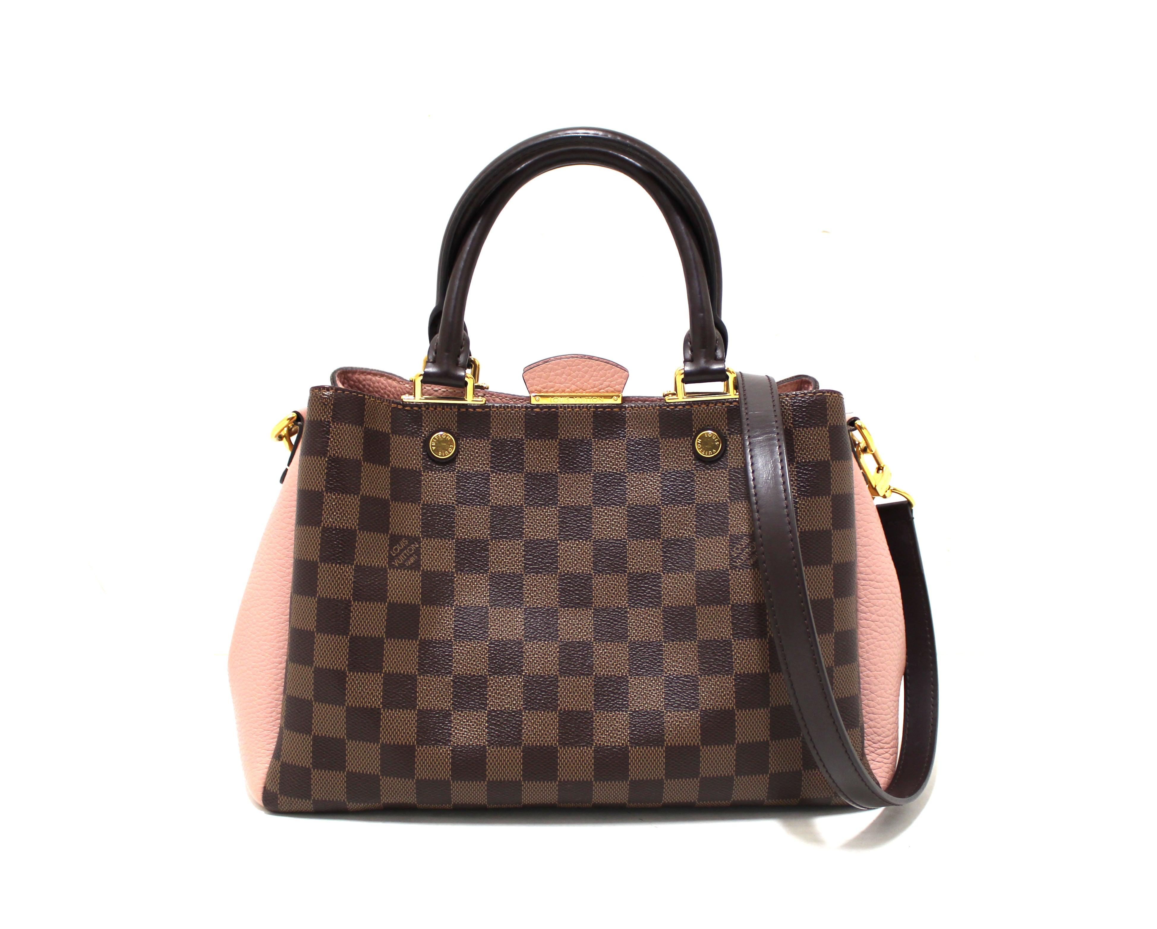 Authentic Louis Vuitton Damier Ebene Canvas With Pink Leather