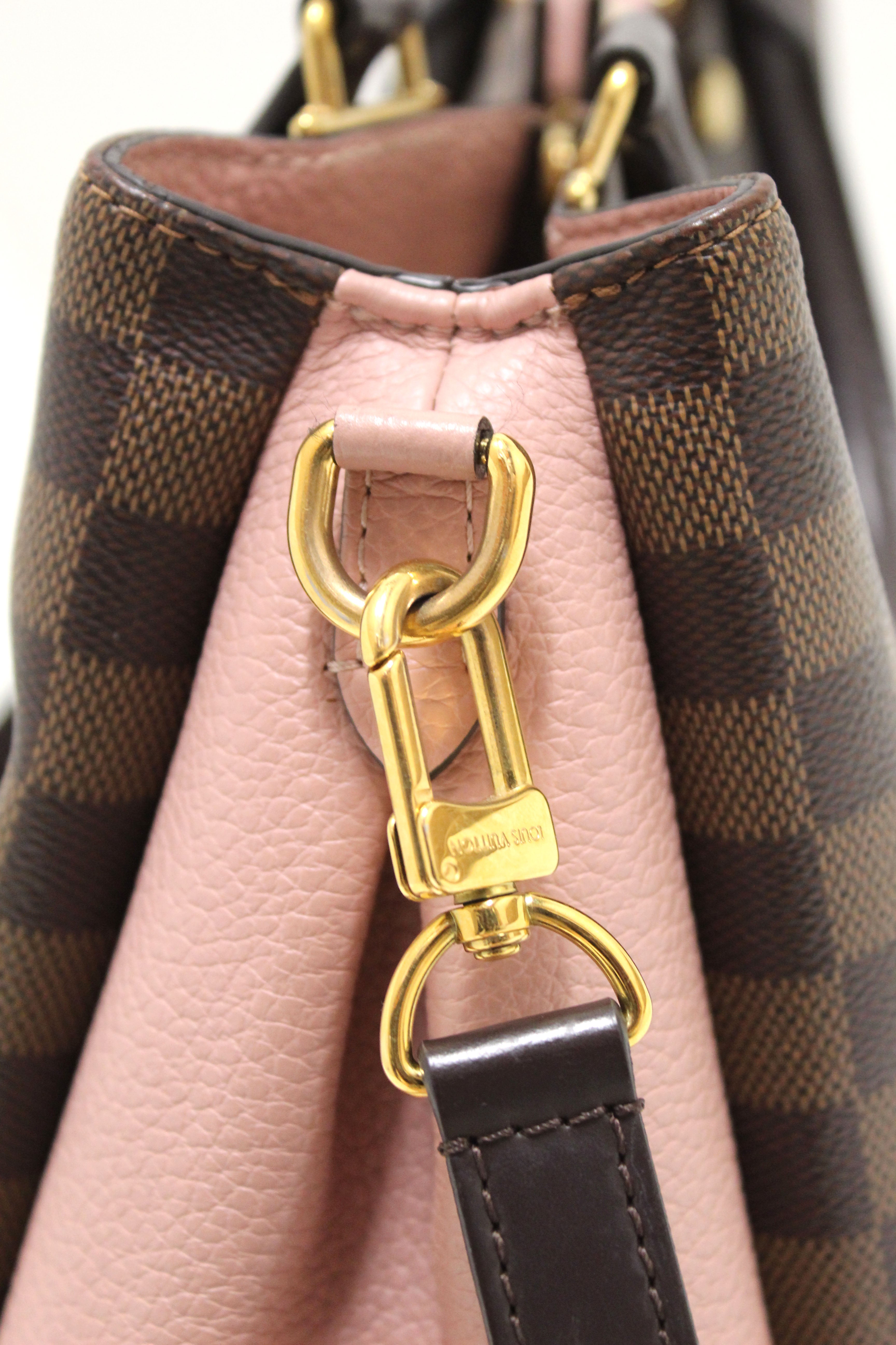 Louis Vuitton Brown Damier Ebene Coated Canvas And Pink Leather
