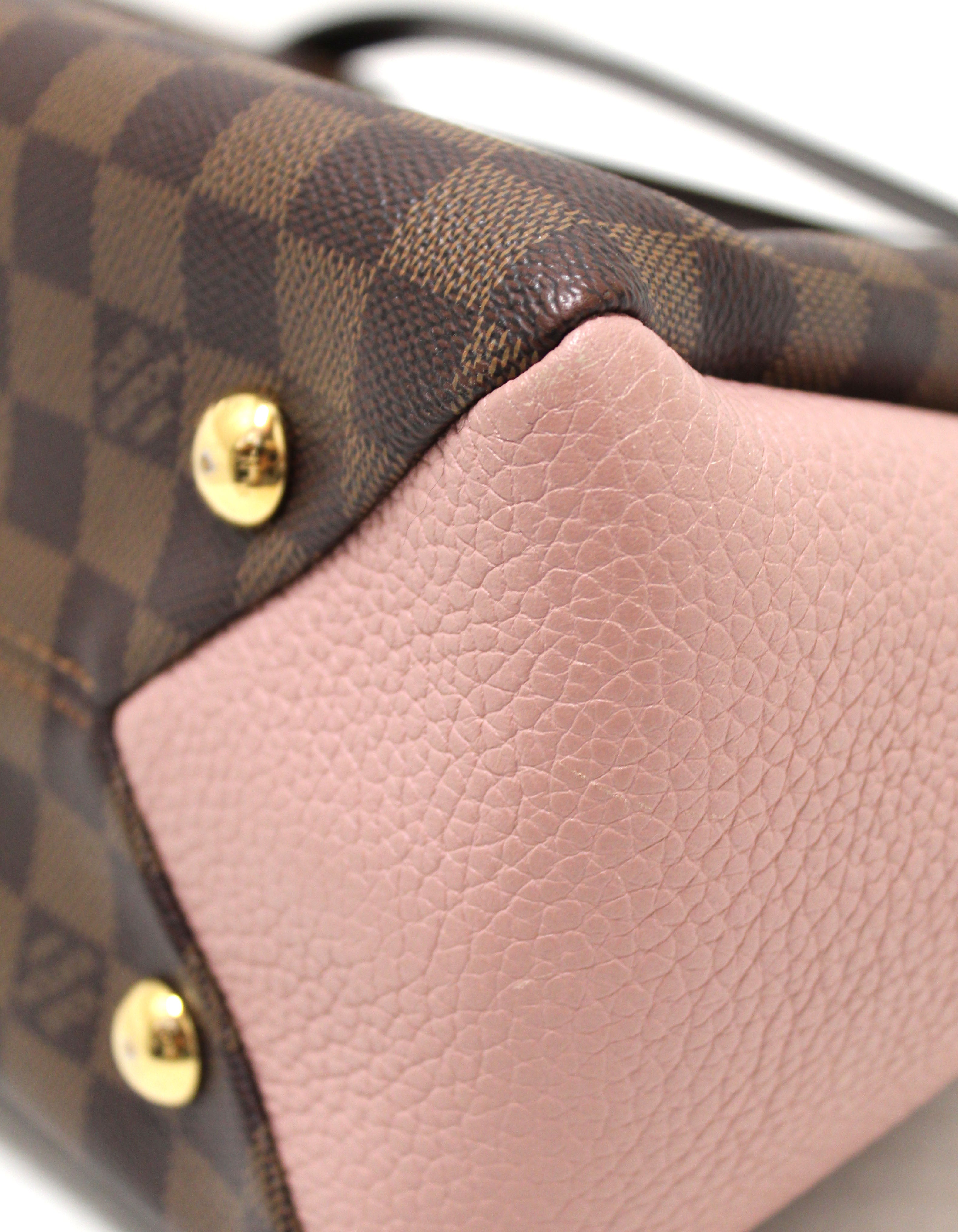 Louis Vuitton Damier Ebene Canvas With Pink Leather Brittany Bag