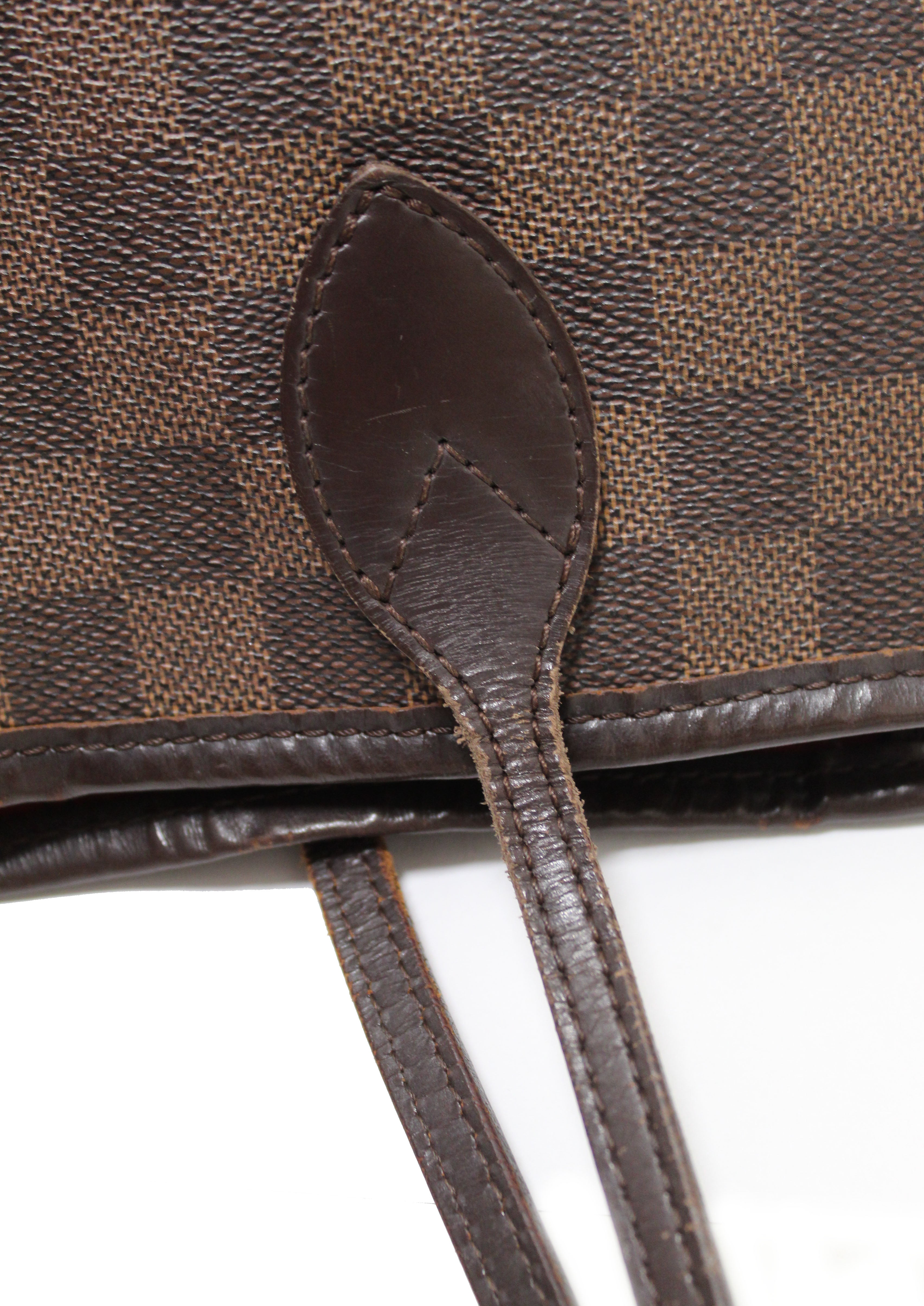 Authentic Louis Vuitton Damier Ebene Canvas Neverfull MM Shoulder Tote Bag