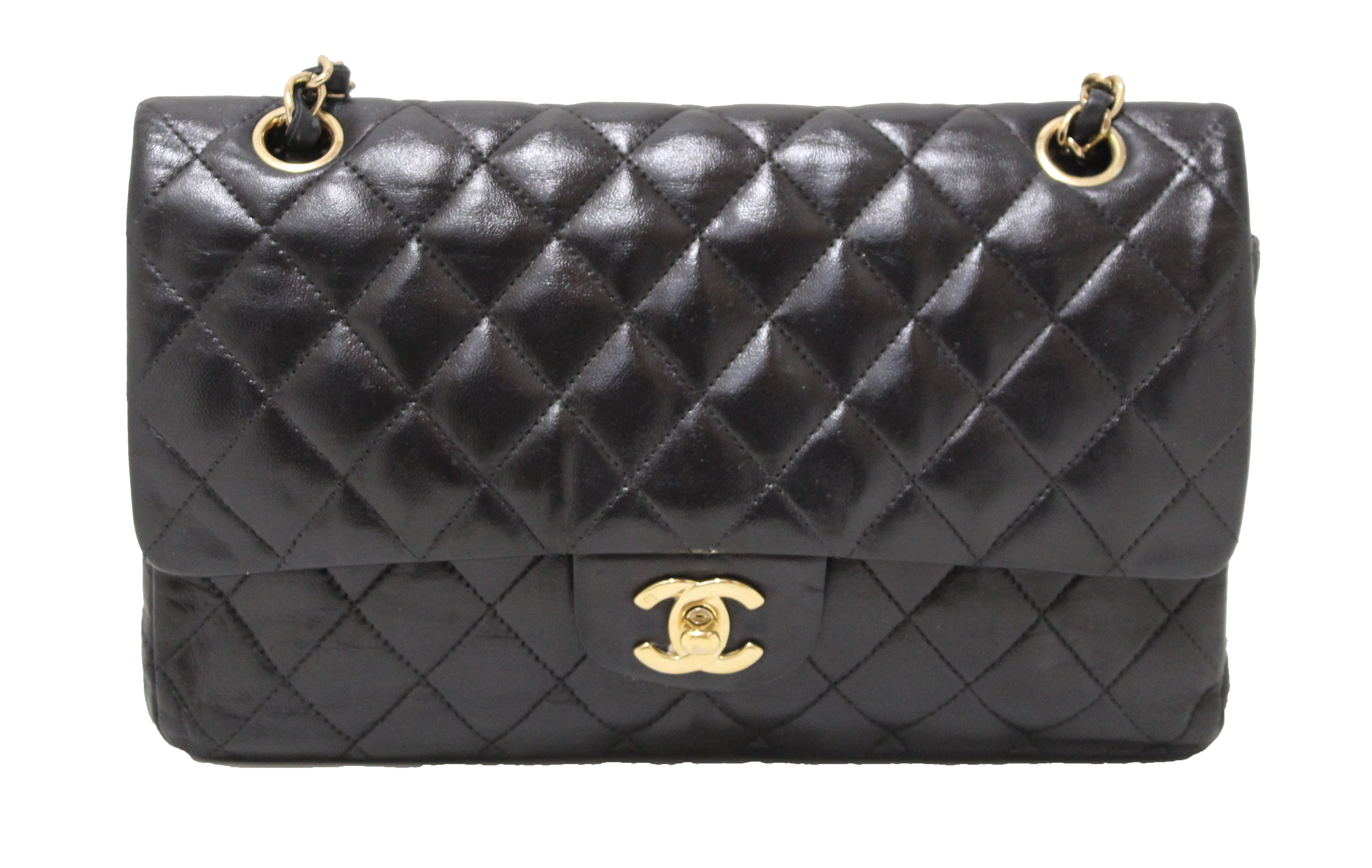 Authentic Chanel Black Medium Lambskin Leather CC