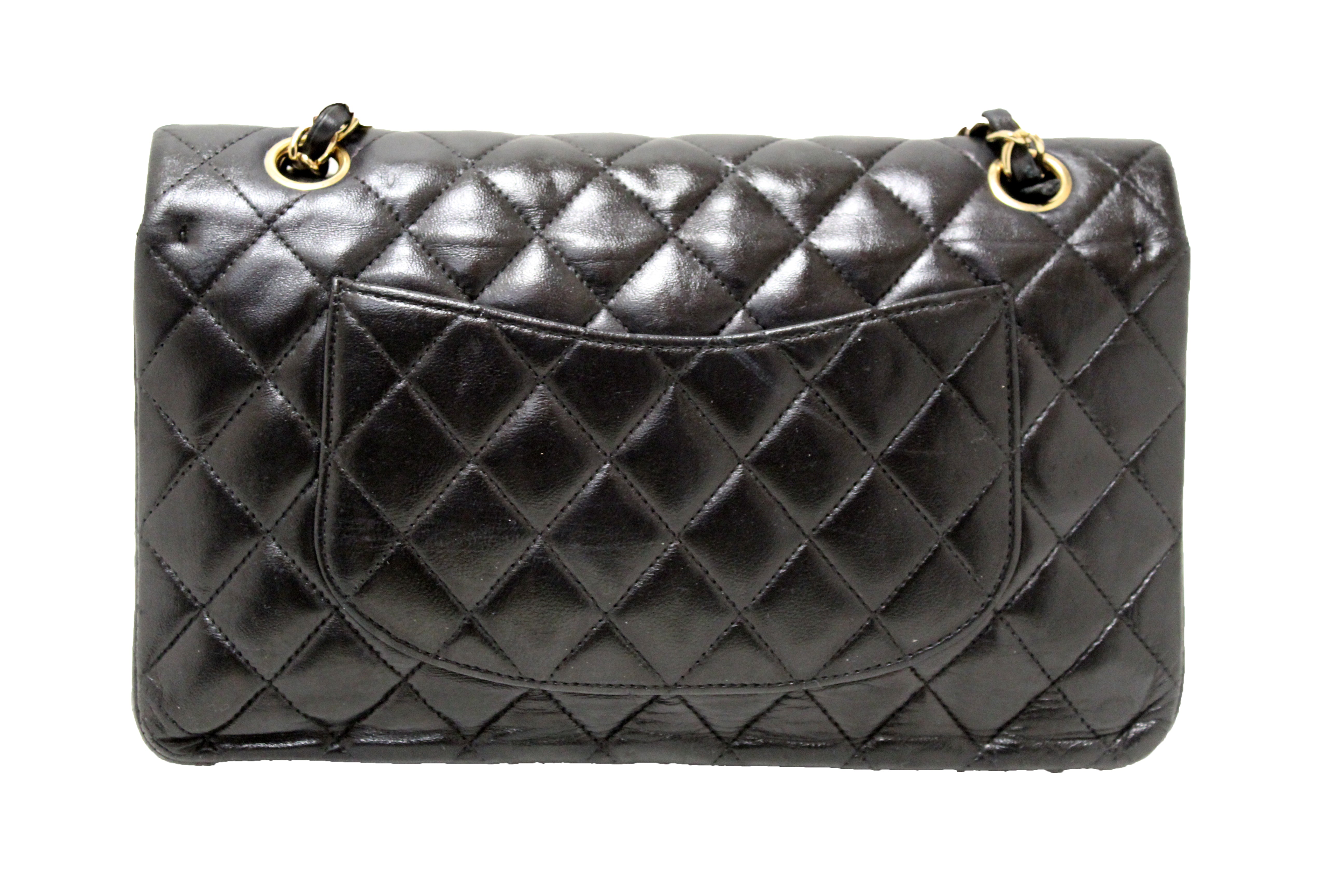 🌺 Authentic CHANEL Black Medium Classic Double Flap Bag Gold HW w/Card,  Box | eBay