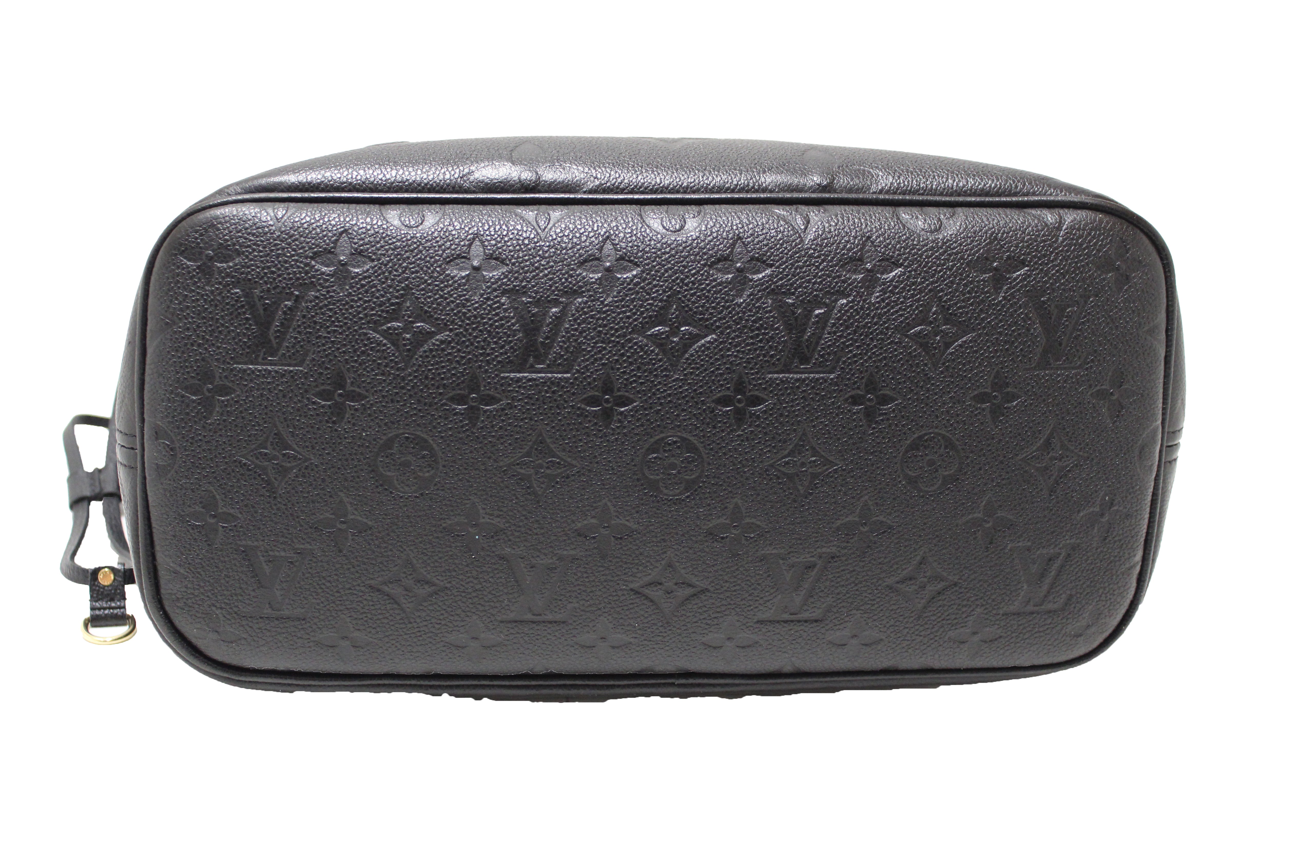 Authentic Louis Vuitton Black Monogram Empreinte Leather Neverfull MM Shoulder Tote
