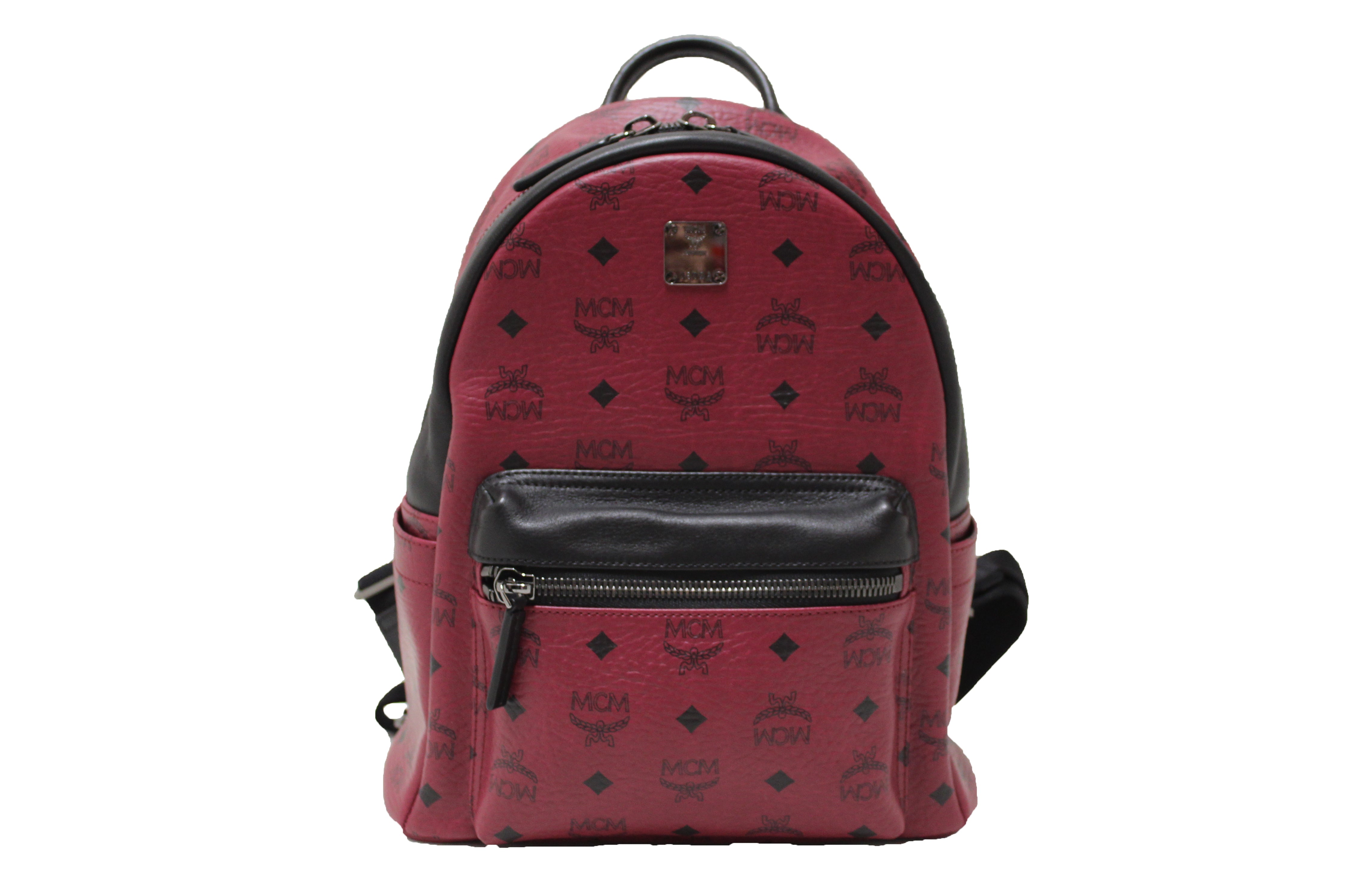 authentic mcm mini backpack Authentic MCM Burgundy Stark Visetos Small Backpack