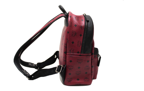 Authentic MCM Burgundy Stark Visetos Small Backpack